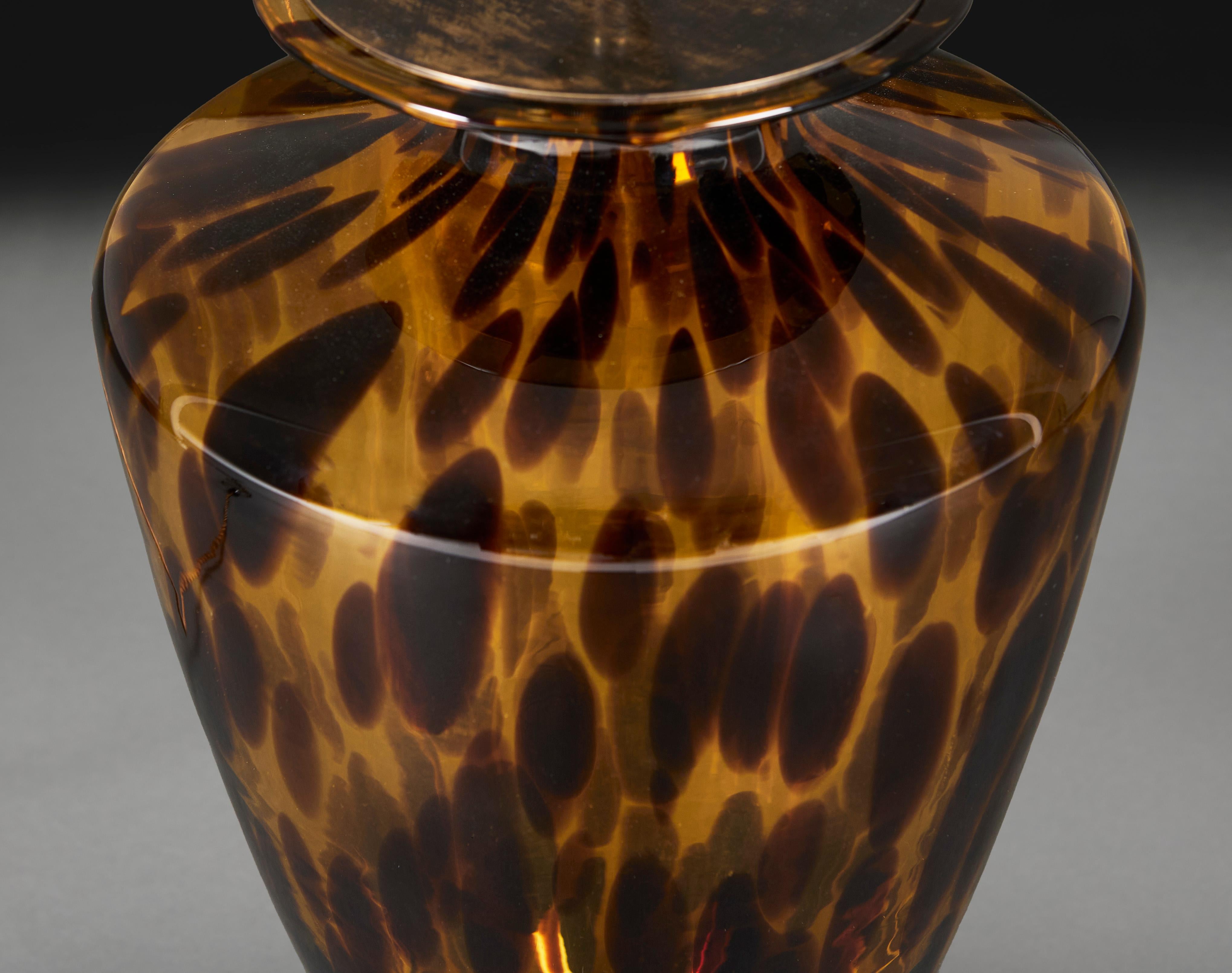 A Murano Tortoise Shell Glass Vase As A Lamp In Good Condition In London, GB