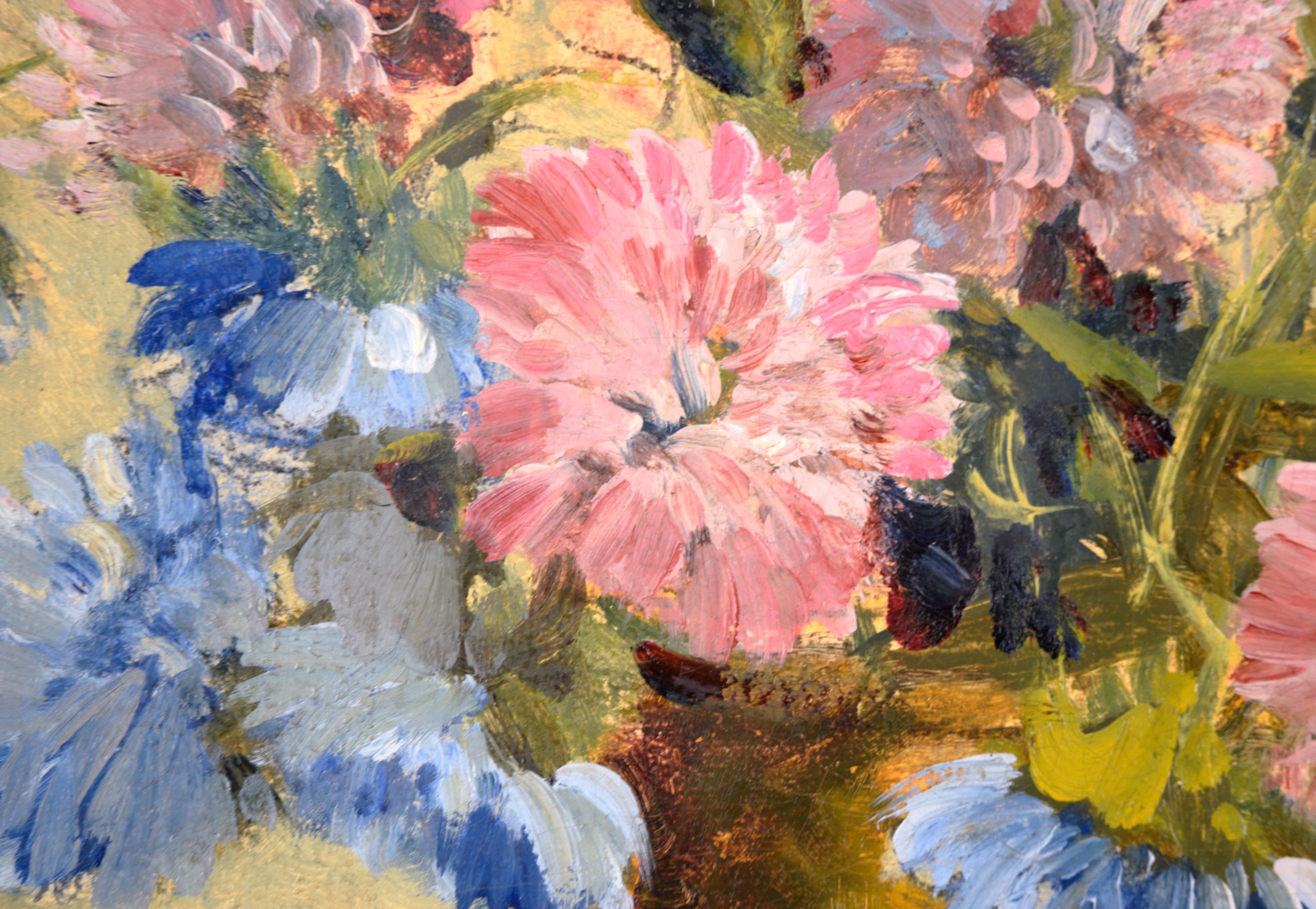 Floral Still Life with Peonies - American Impressionist Painting by A Murray