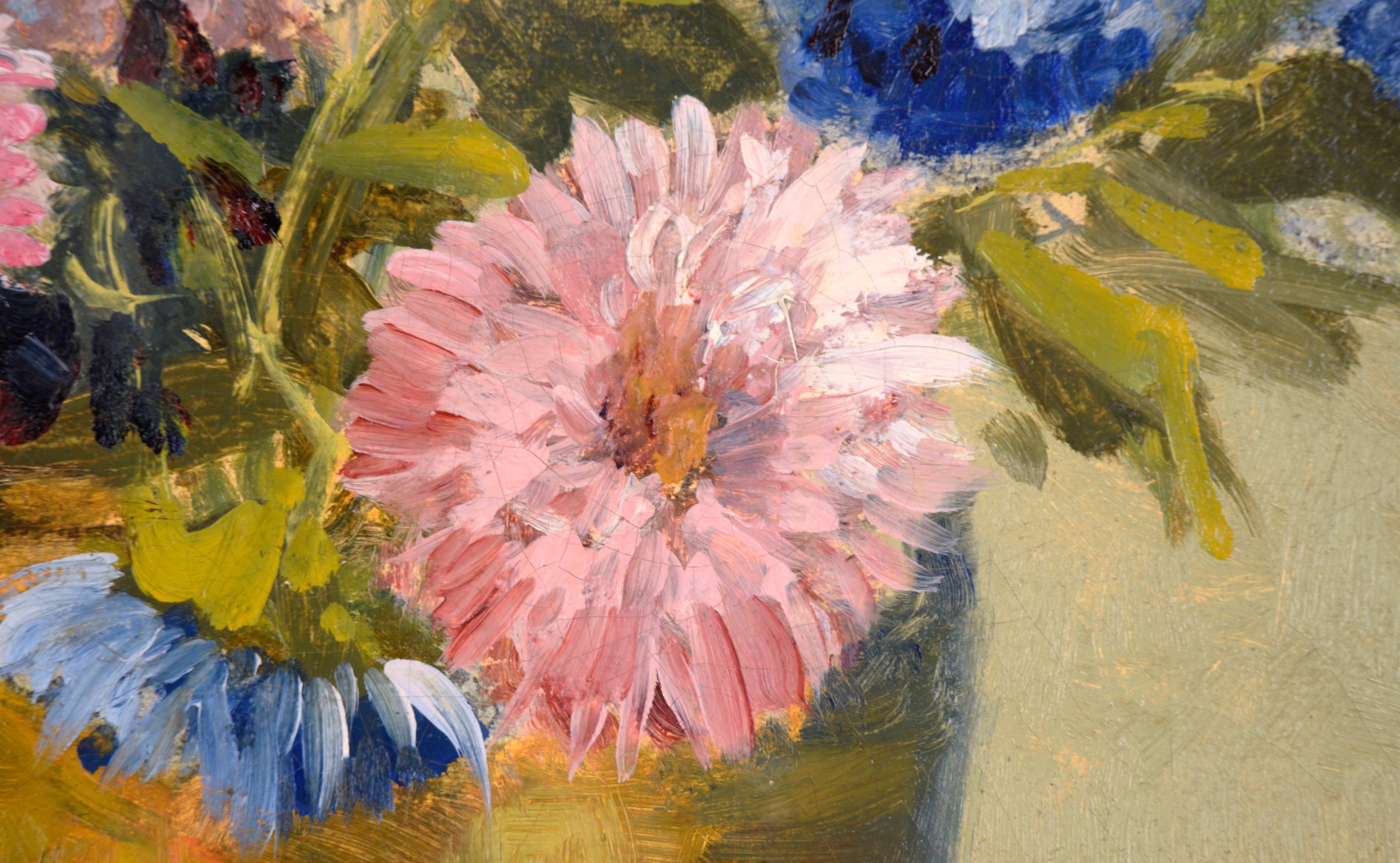 Floral Still Life with Peonies - Brown Still-Life Painting by A Murray