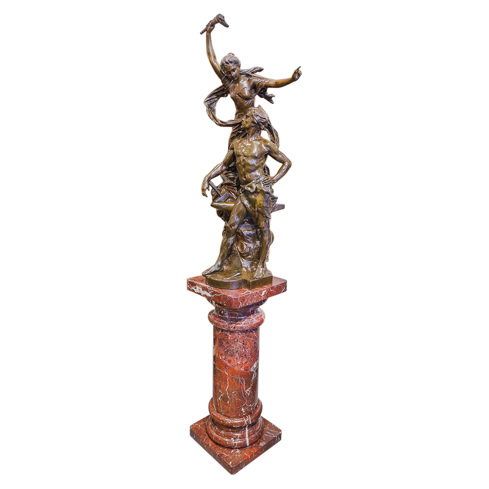 Una scultura in bronzo di qualità museale intitolata Eternelle Lumiere di E. Drouot