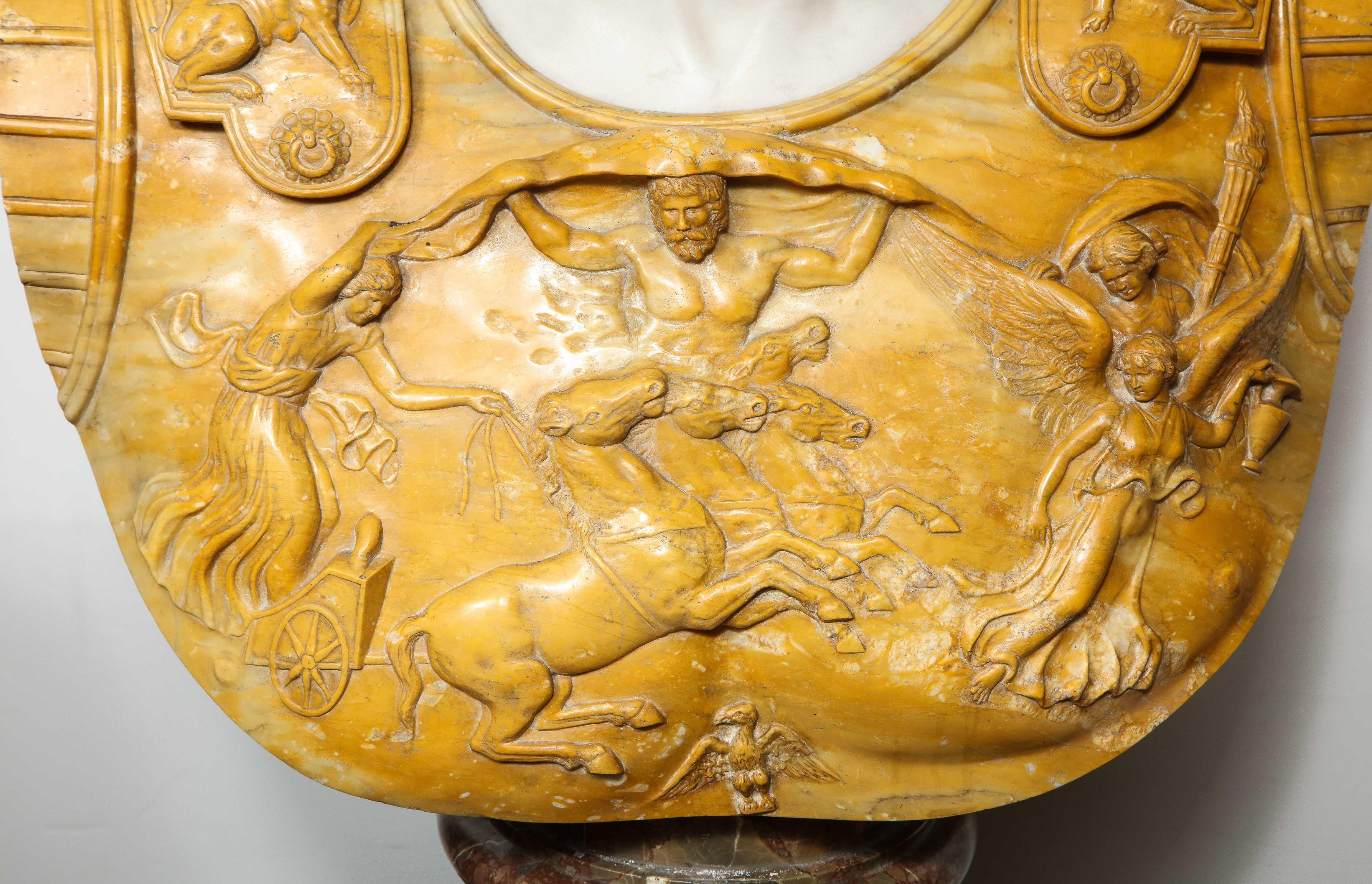 Museum Quality Carrara and Sienna Marble Bust of Julius Augustus Caesar, 1850 9