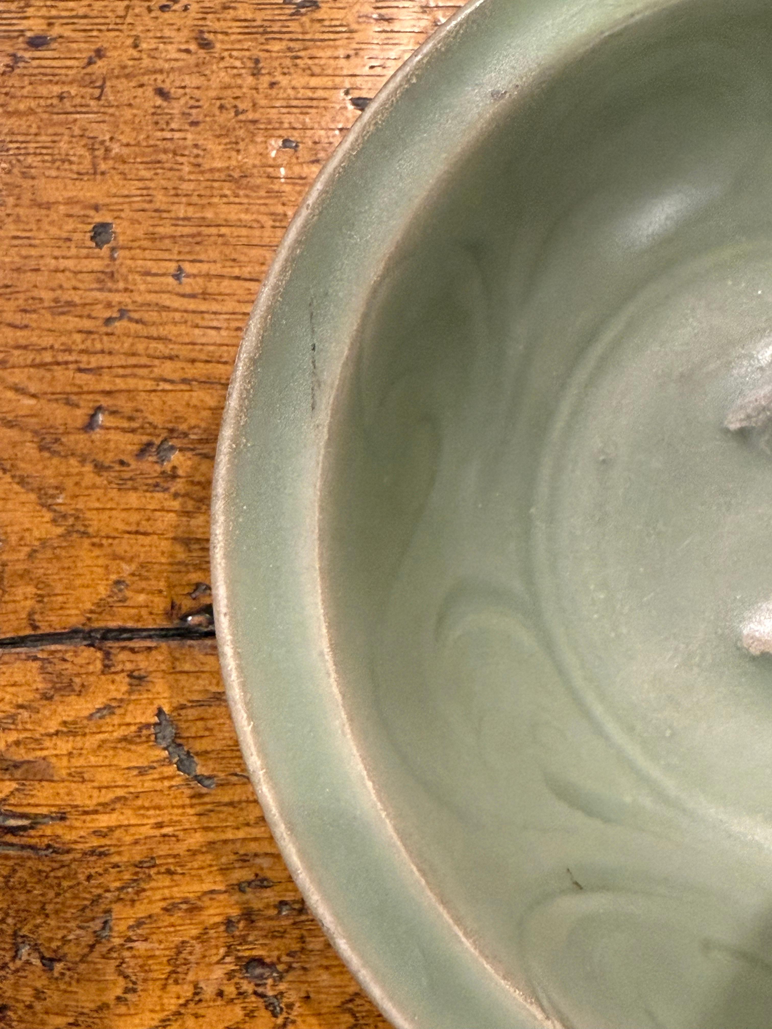 Ceramic A Museum Quality Chinese Longquan Twin Fish Celadon Glazed Bowl, Song Dynasty For Sale