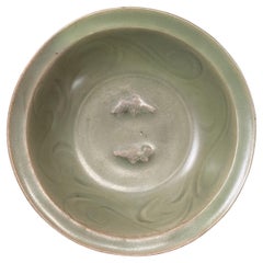 A Museum Quality Chinese Longquan Twin Fish Celadon Glazed Bowl, Song Dynasty