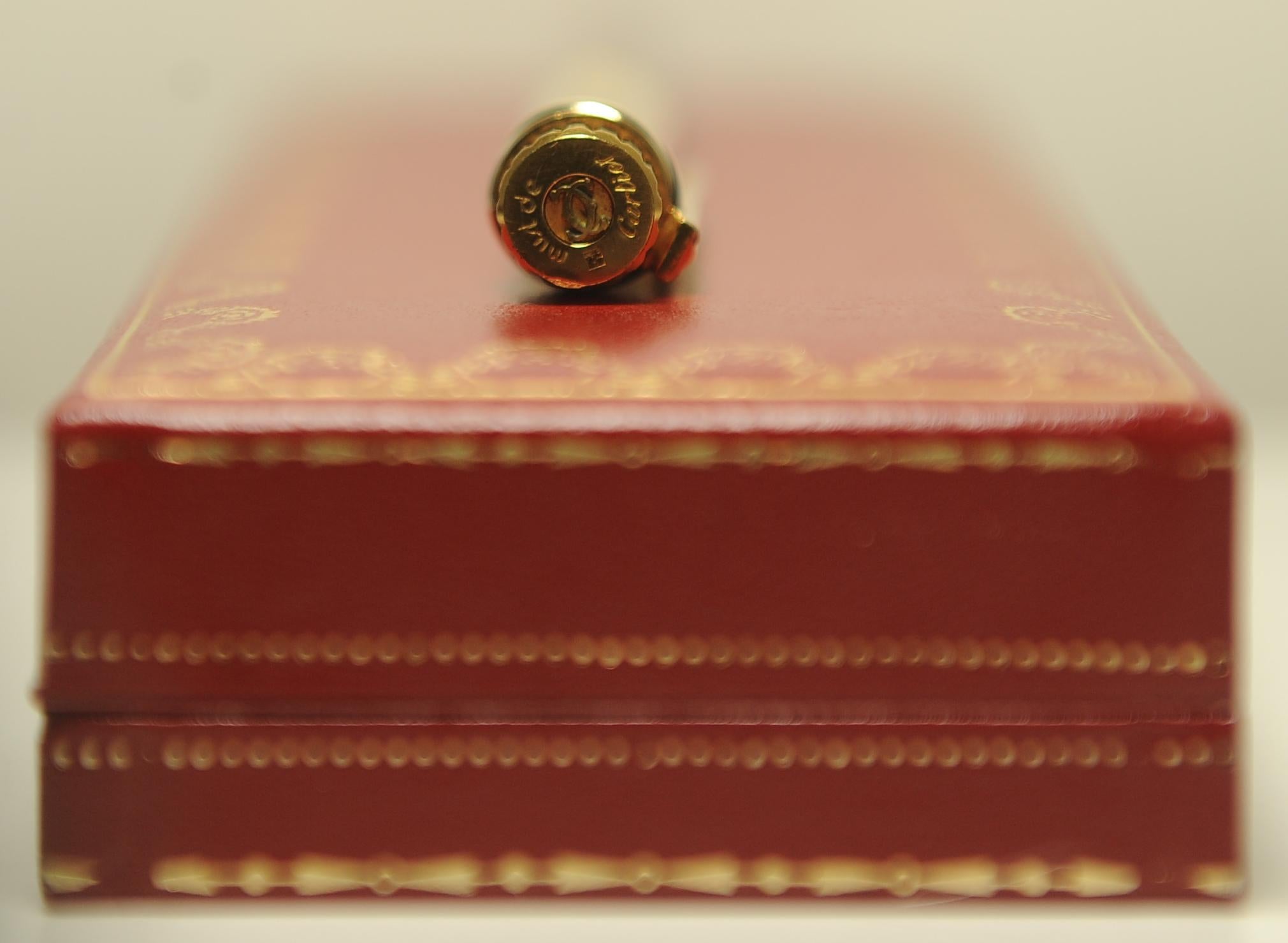 Cartier 18ct Gold Nib Burgundy Lacquer Trinity Rollerball Writing Pen For Sale 4