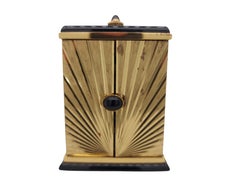 Must de Cartier Travel Clock, Quartz, Mounted in Onyx and Gold Plate, Signed