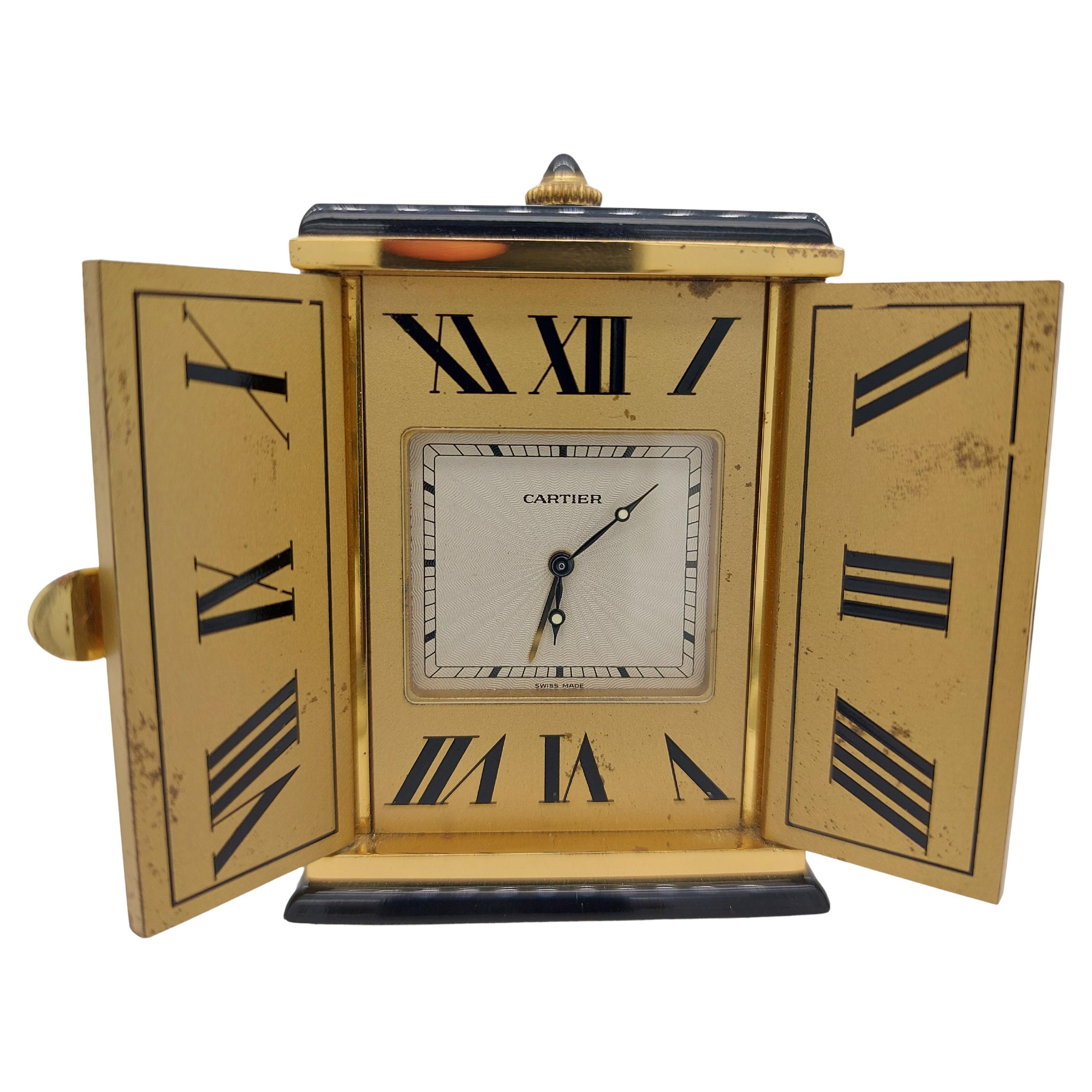 1950s Cartier Sterling Silver and Gold-Plated Travel Alarm Clock For ...