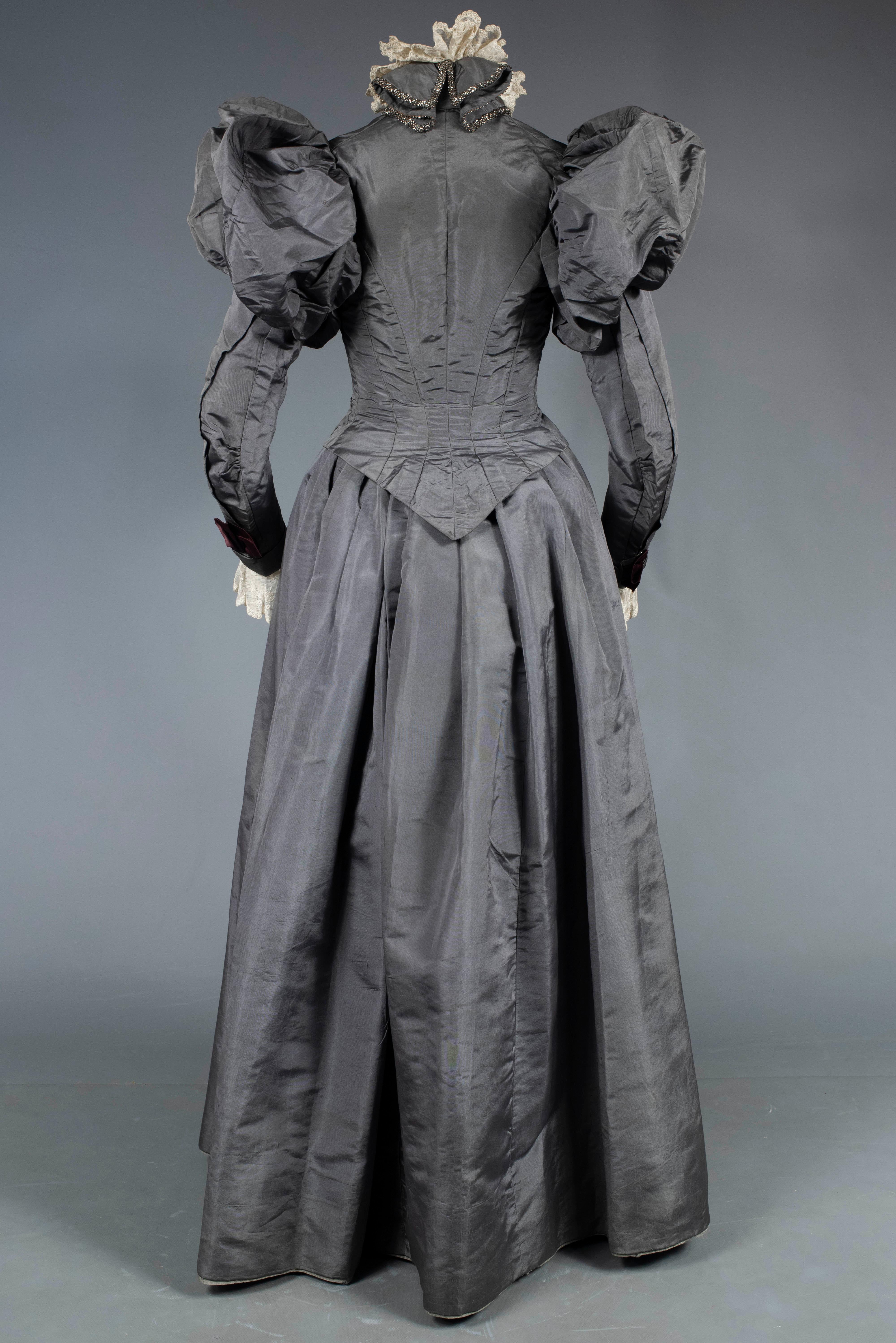 A Mutton Sleeves Silk Day Dress Edwardian Period Circa 1895 6