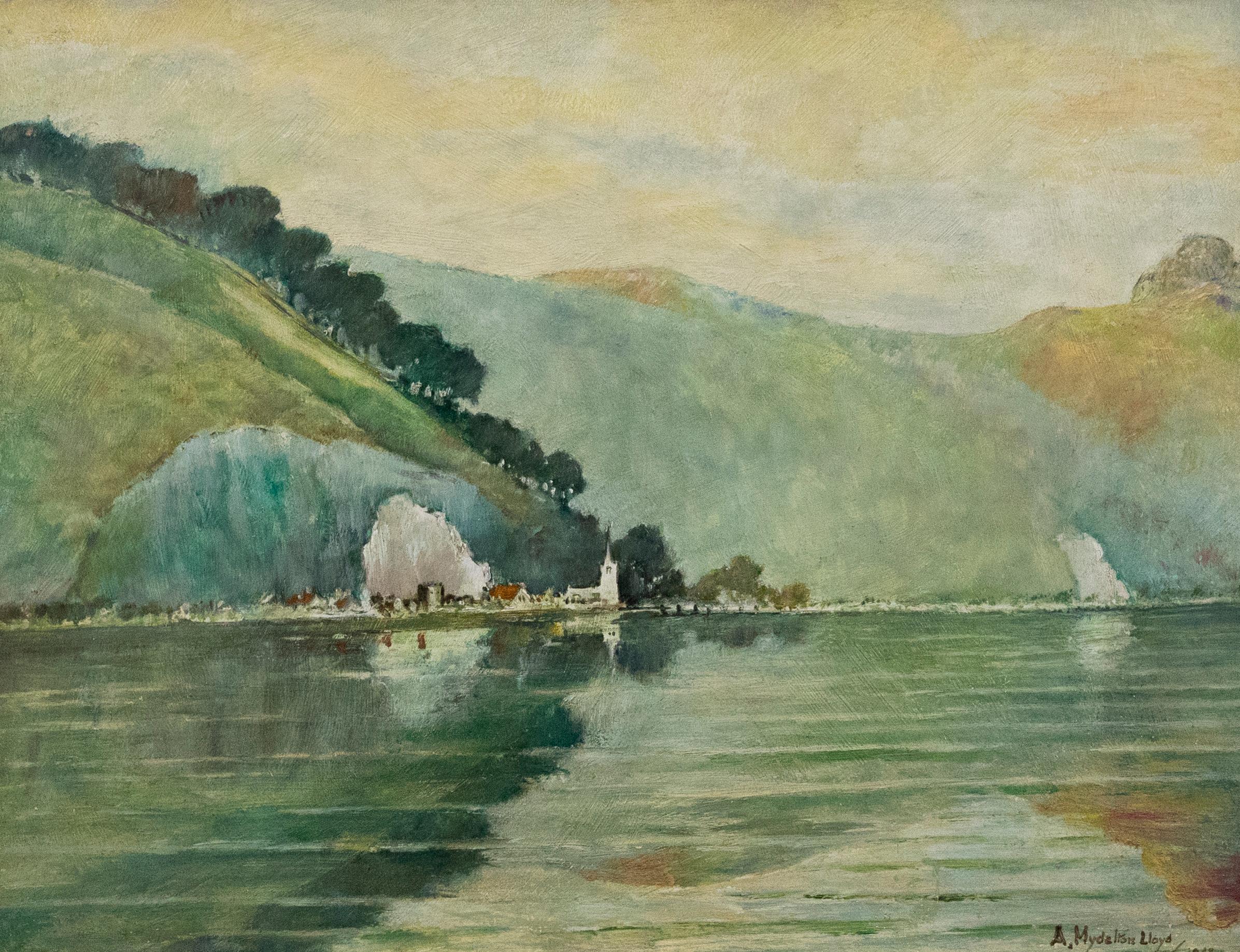 A. Mydelton Lloyd - Óleo enmarcado de mediados del siglo XX, Paraíso suizo 1