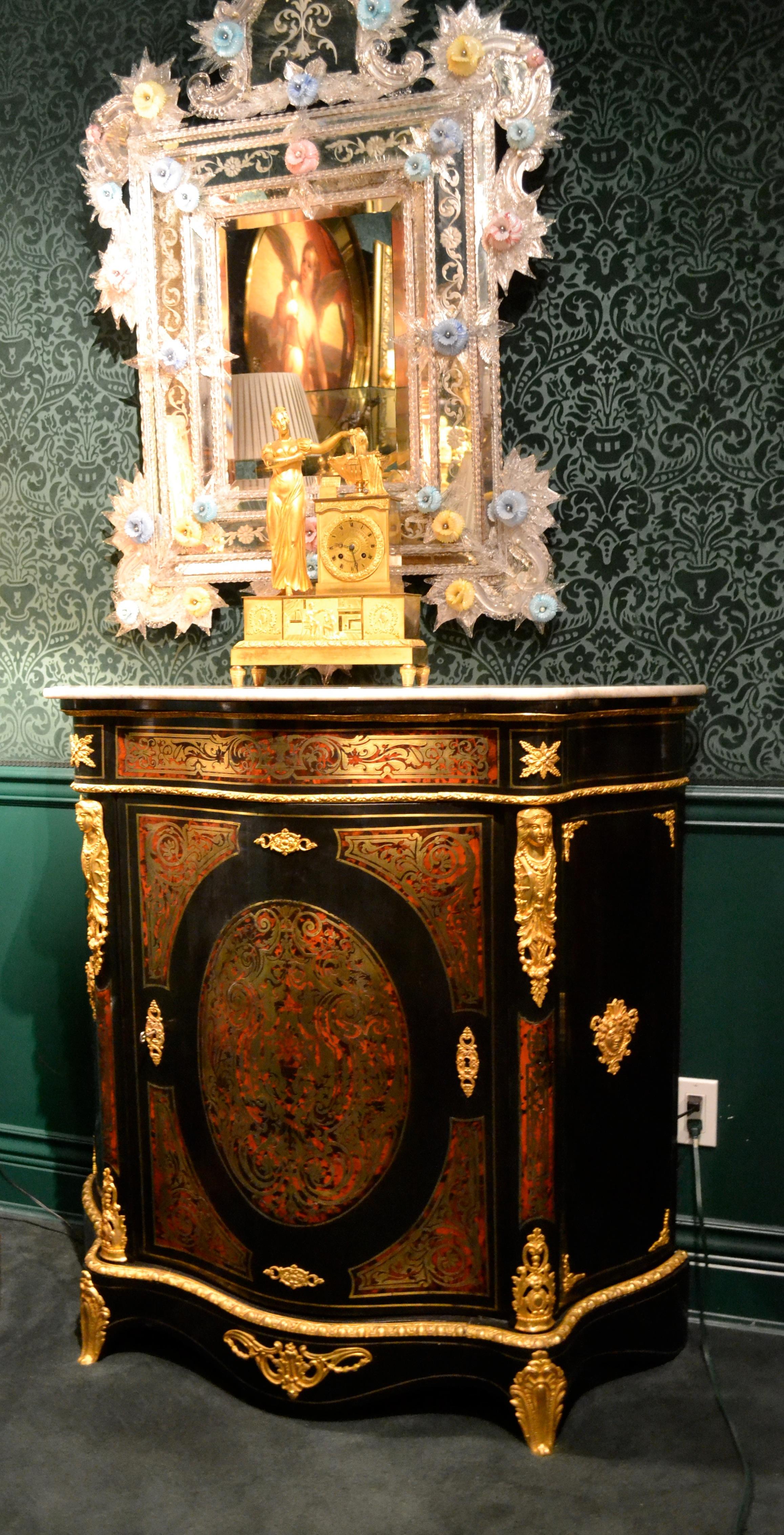 Napoleon III Serpentine Form Boulle, Gilt Bronze and Ebonized Wood Cabinet 3