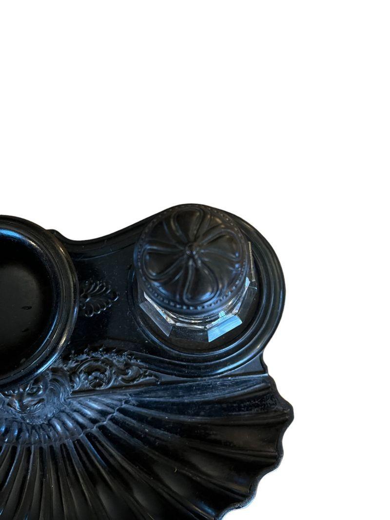 Napoleon III Black Gutta Percha Inkstand, Late 19th Century For Sale 2