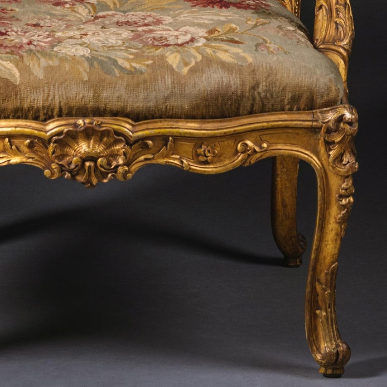 Napoleon III Carved Giltwood Armchair For Sale at 1stDibs