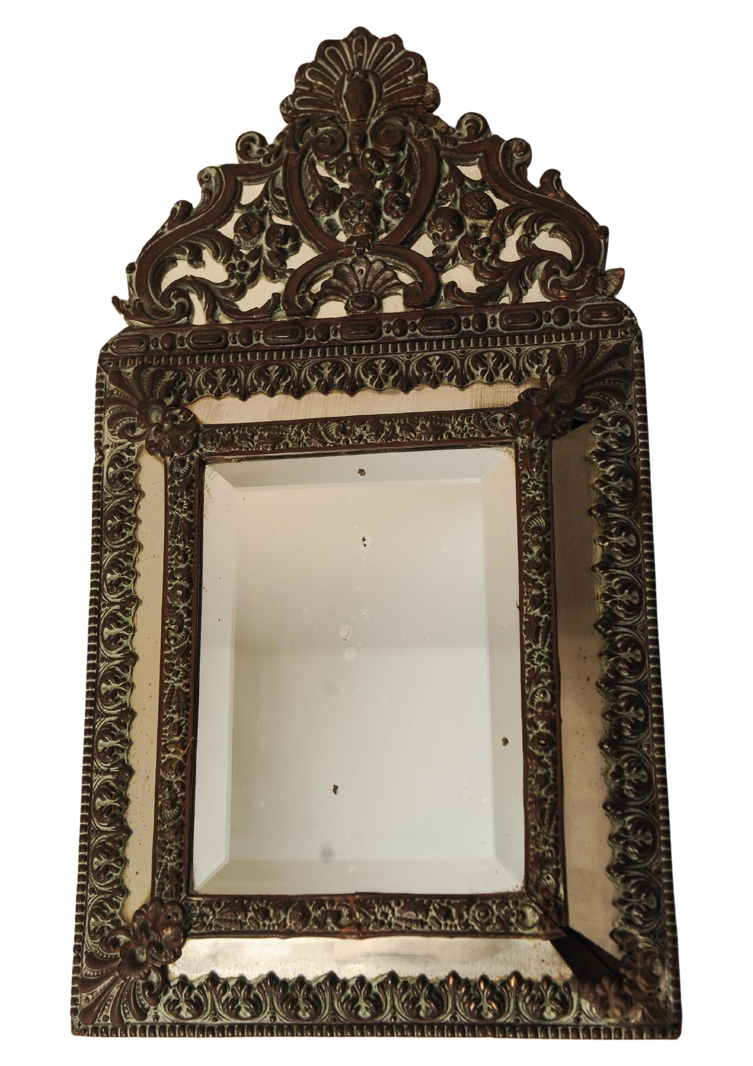 Hand-Crafted A Napoleon III Decorative Wall Mirror With Intricate Floral & Scroll Motifs For Sale