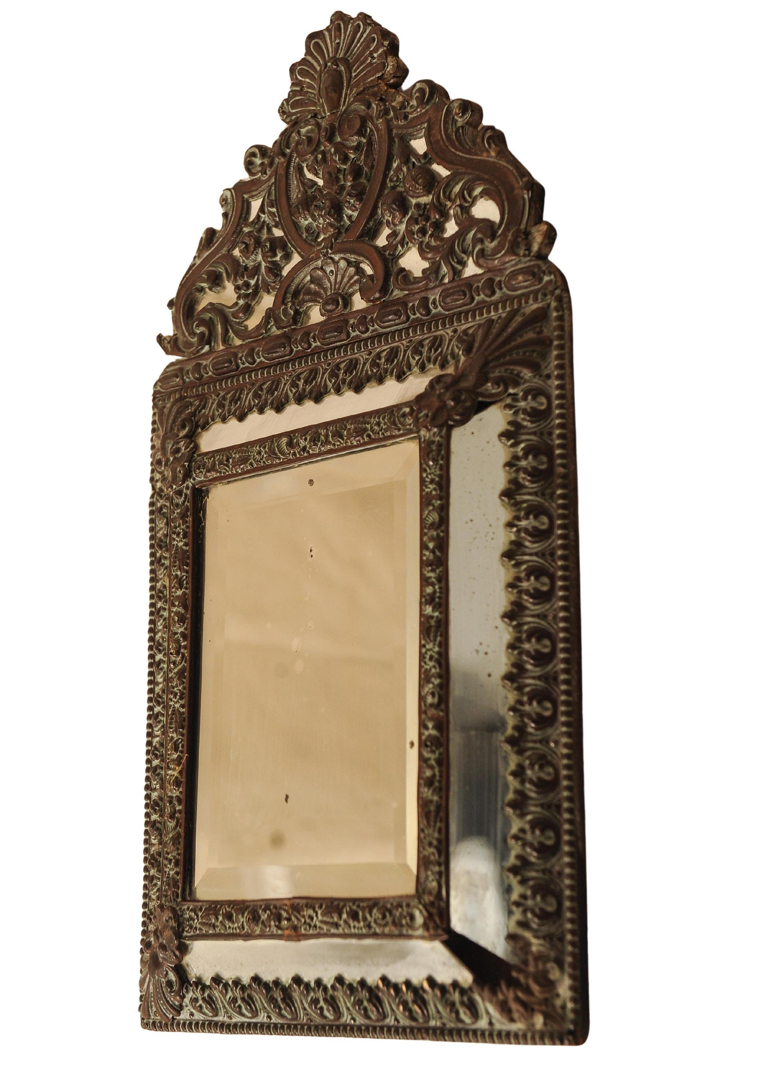 A Napoleon III Decorative Wall Mirror With Intricate Floral & Scroll Motifs In Good Condition For Sale In Reading, Berkshire
