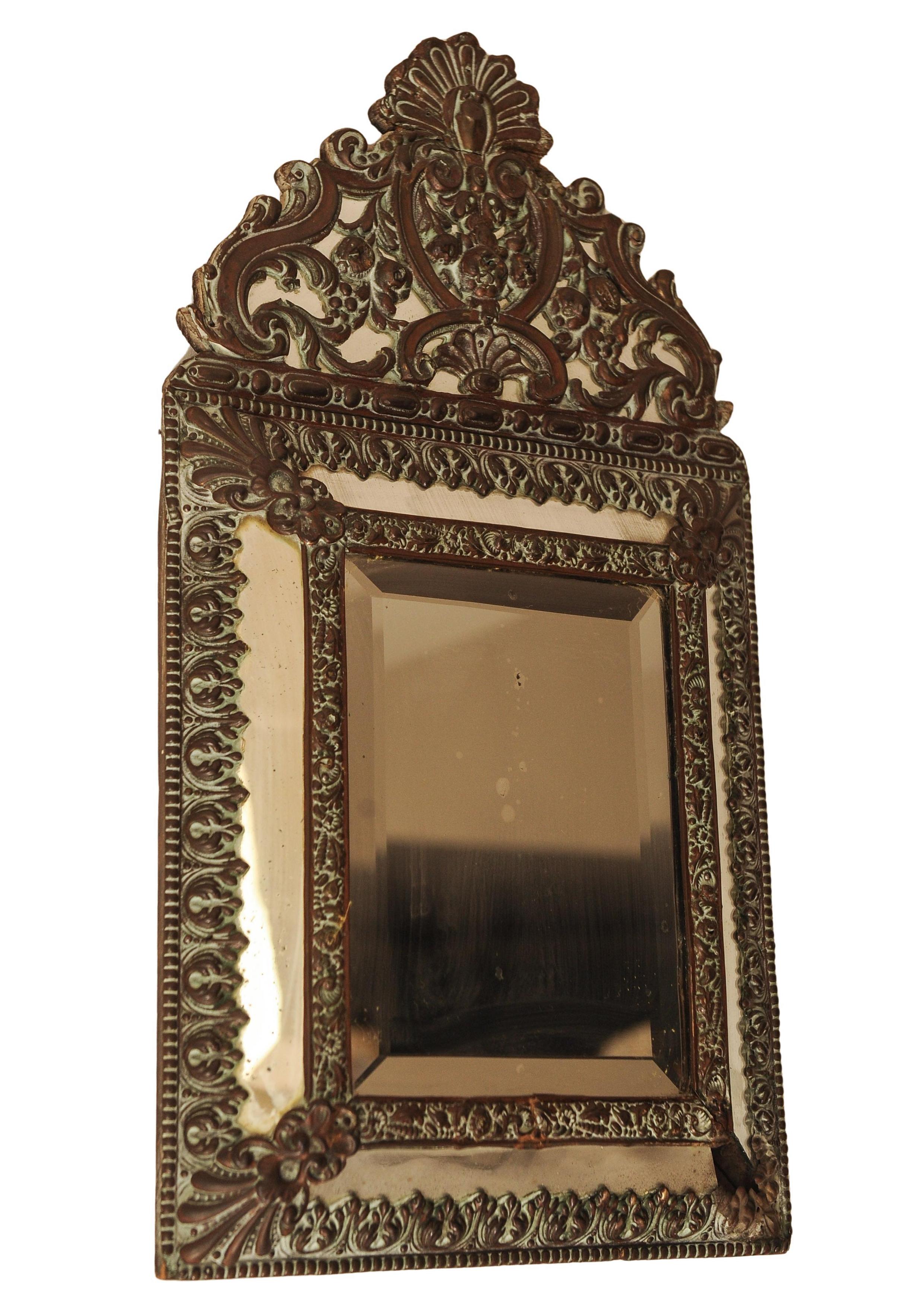 19th Century A Napoleon III Decorative Wall Mirror With Intricate Floral & Scroll Motifs For Sale