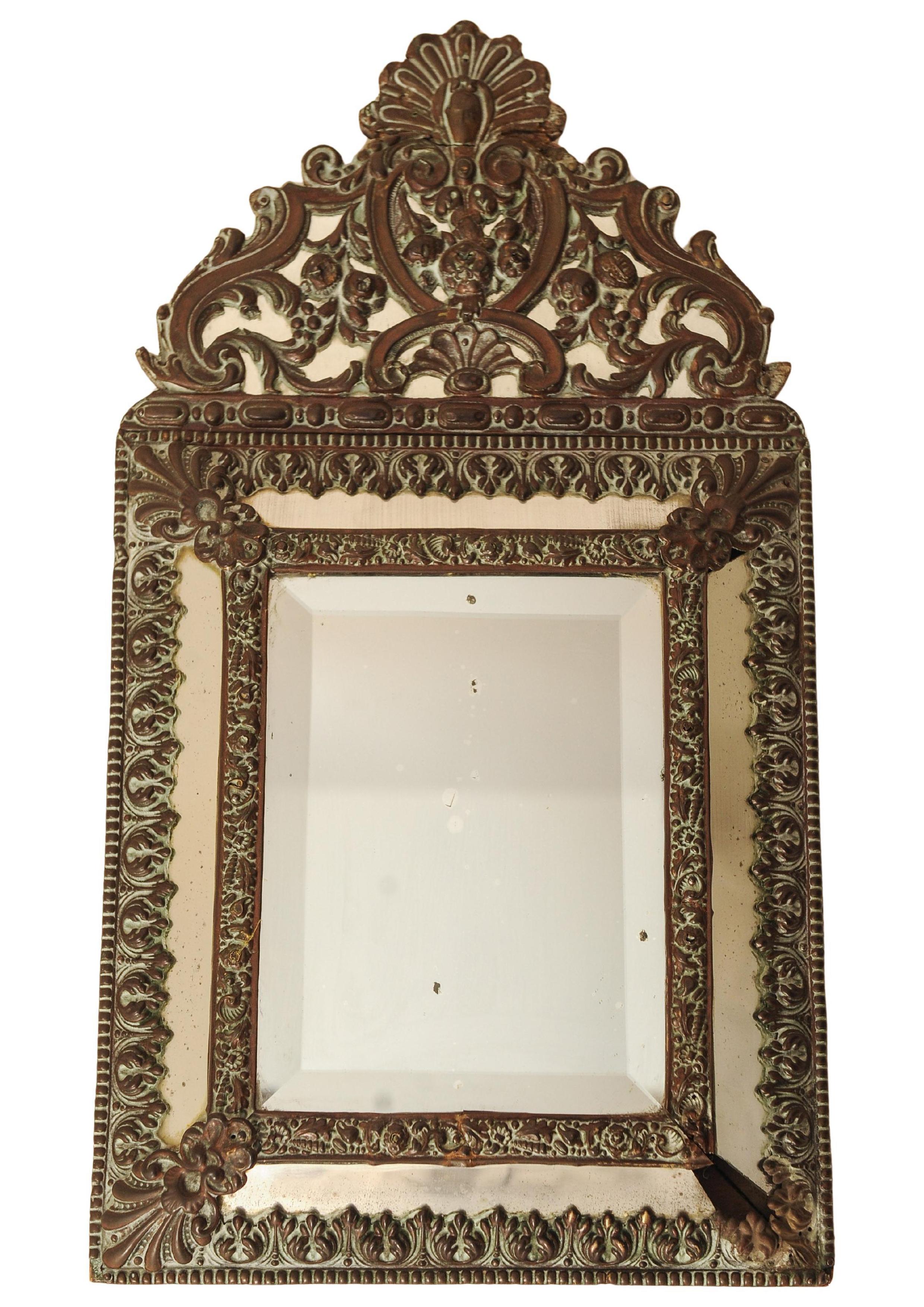 Glass A Napoleon III Decorative Wall Mirror With Intricate Floral & Scroll Motifs For Sale