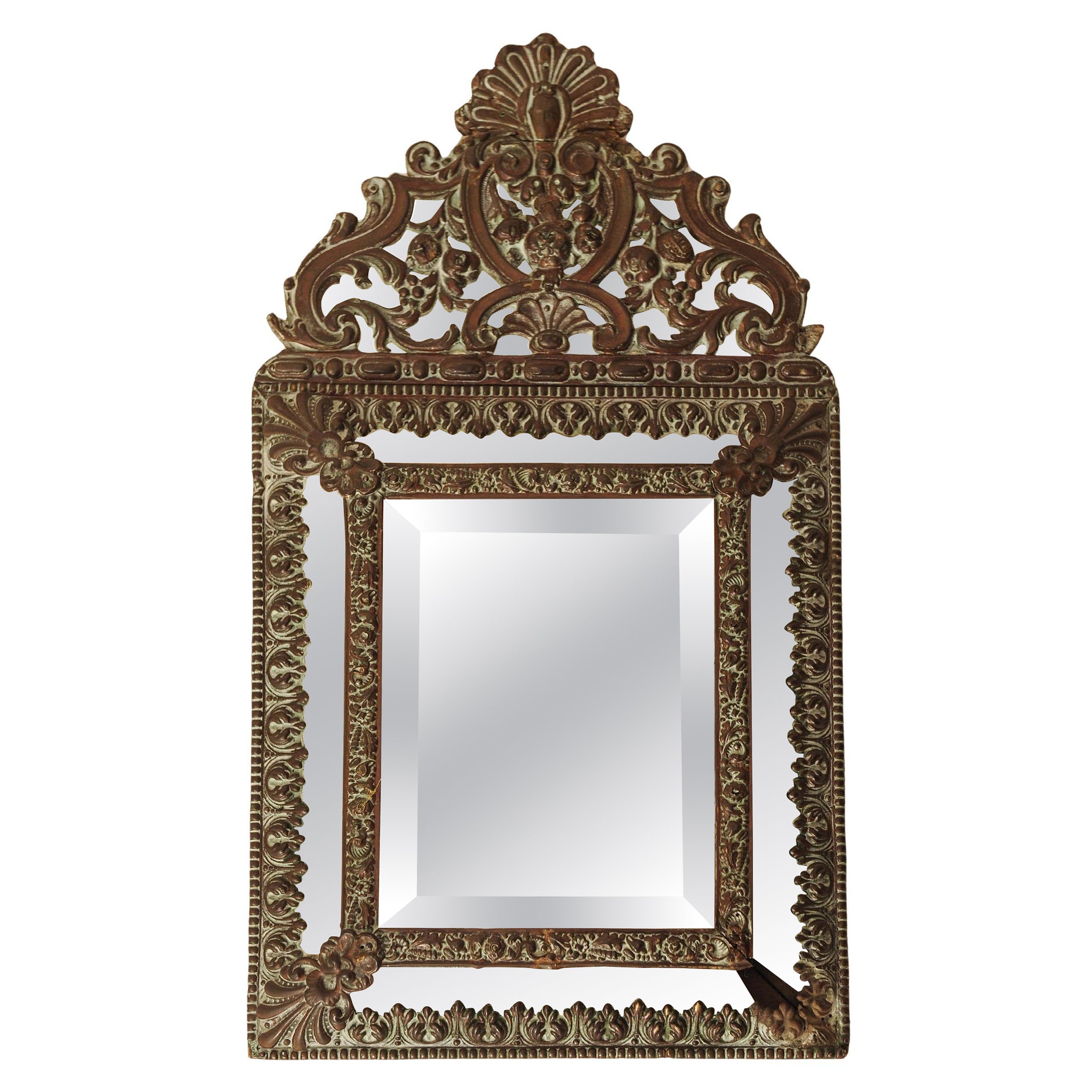 A Napoleon III Decorative Wall Mirror With Intricate Floral & Scroll Motifs For Sale