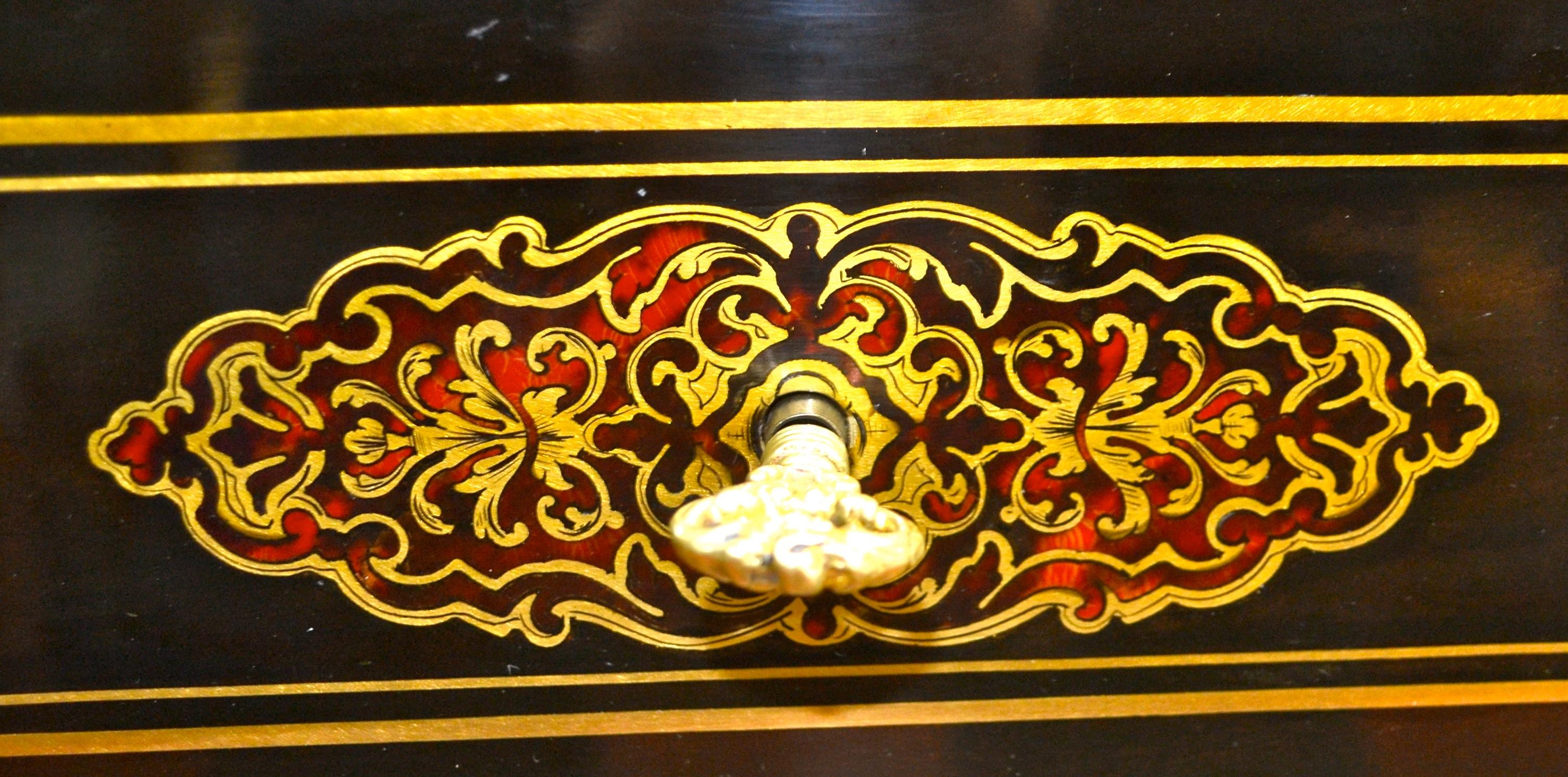 Napoleon III Ebonized Wood, Brass Inlay and Ormolu Jewelry Table by Tahan 2