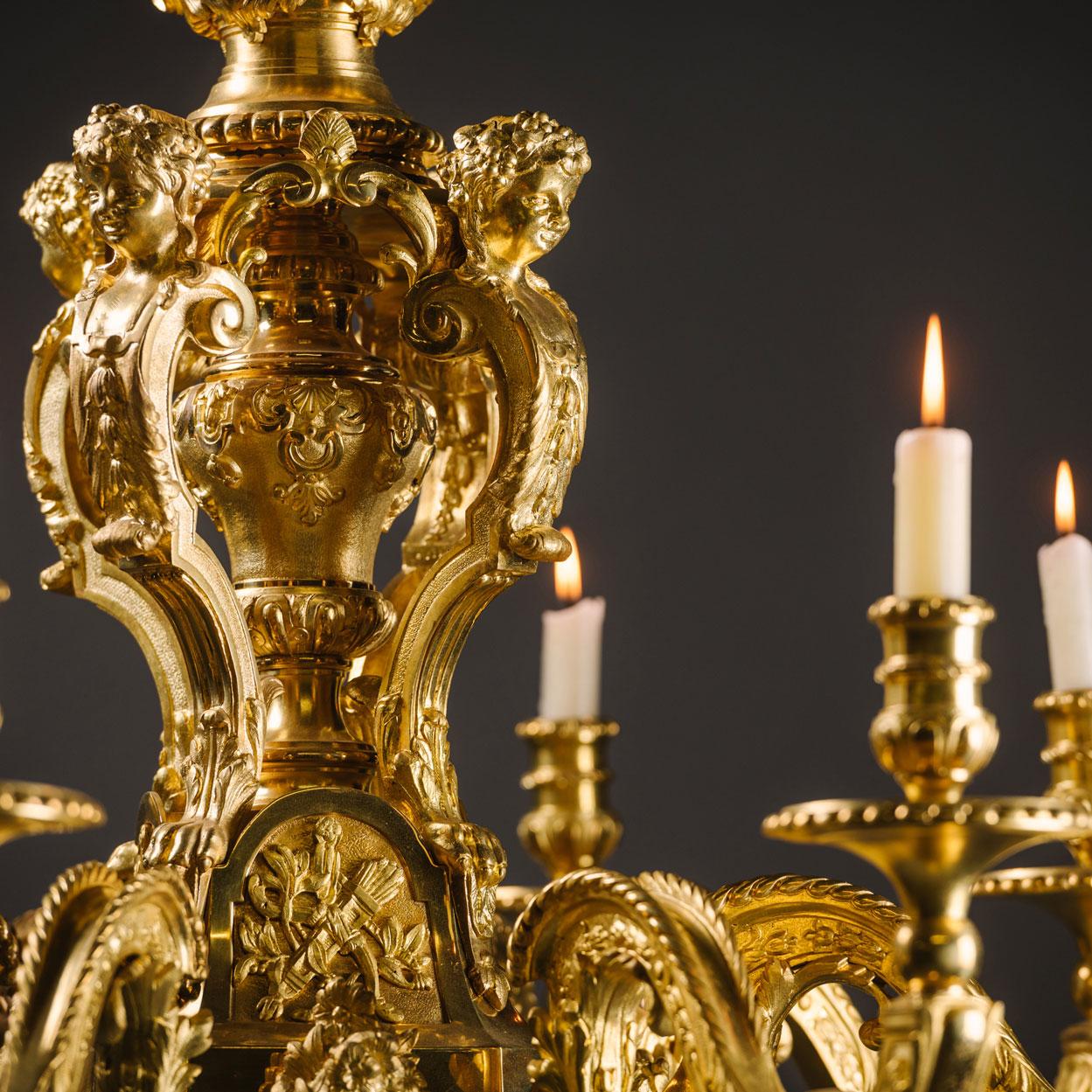 Louis XIV Napoleon III Eight-Light Chandelier After the Model by Boulle For Sale