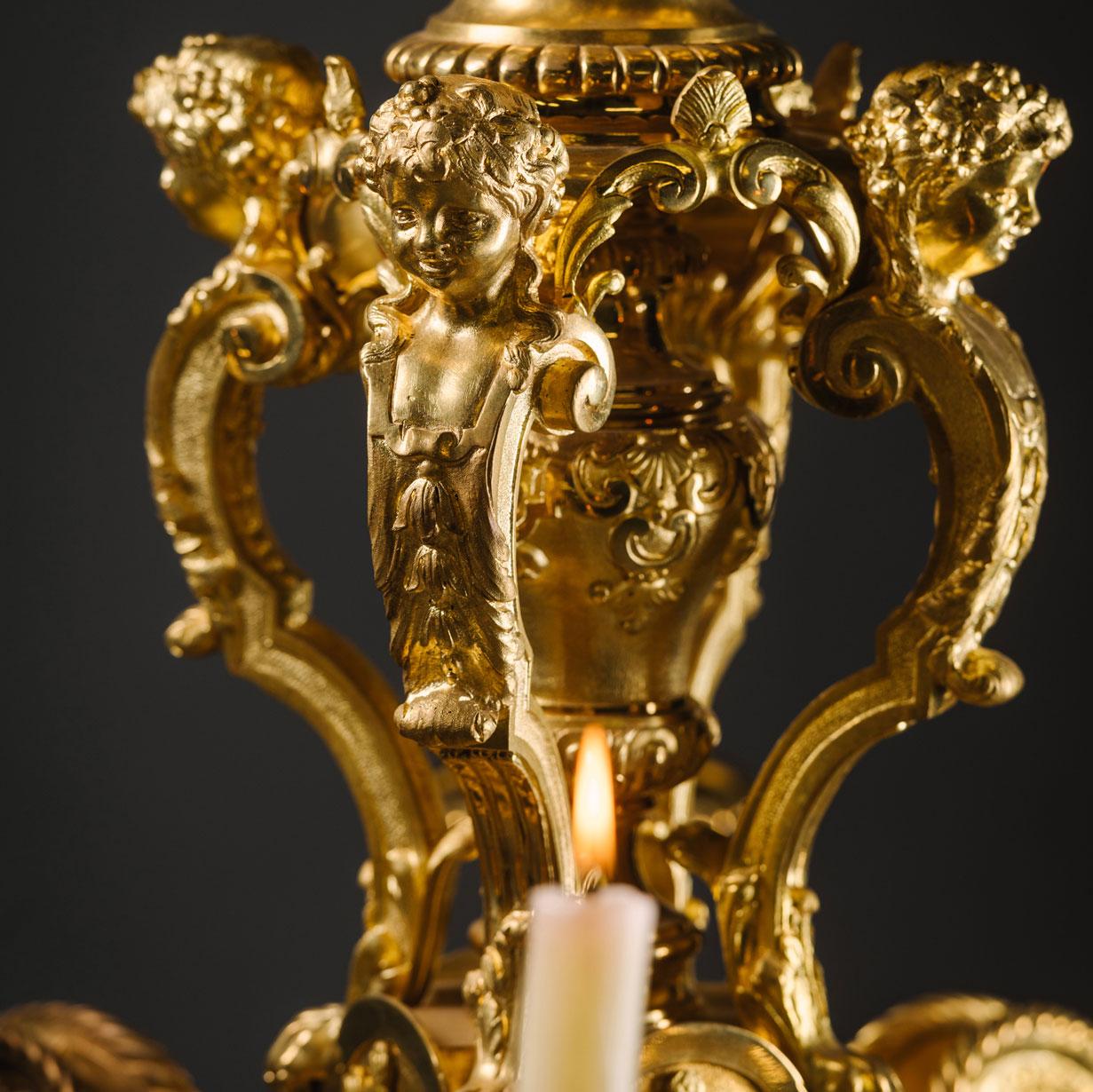 French Napoleon III Eight-Light Chandelier After the Model by Boulle For Sale