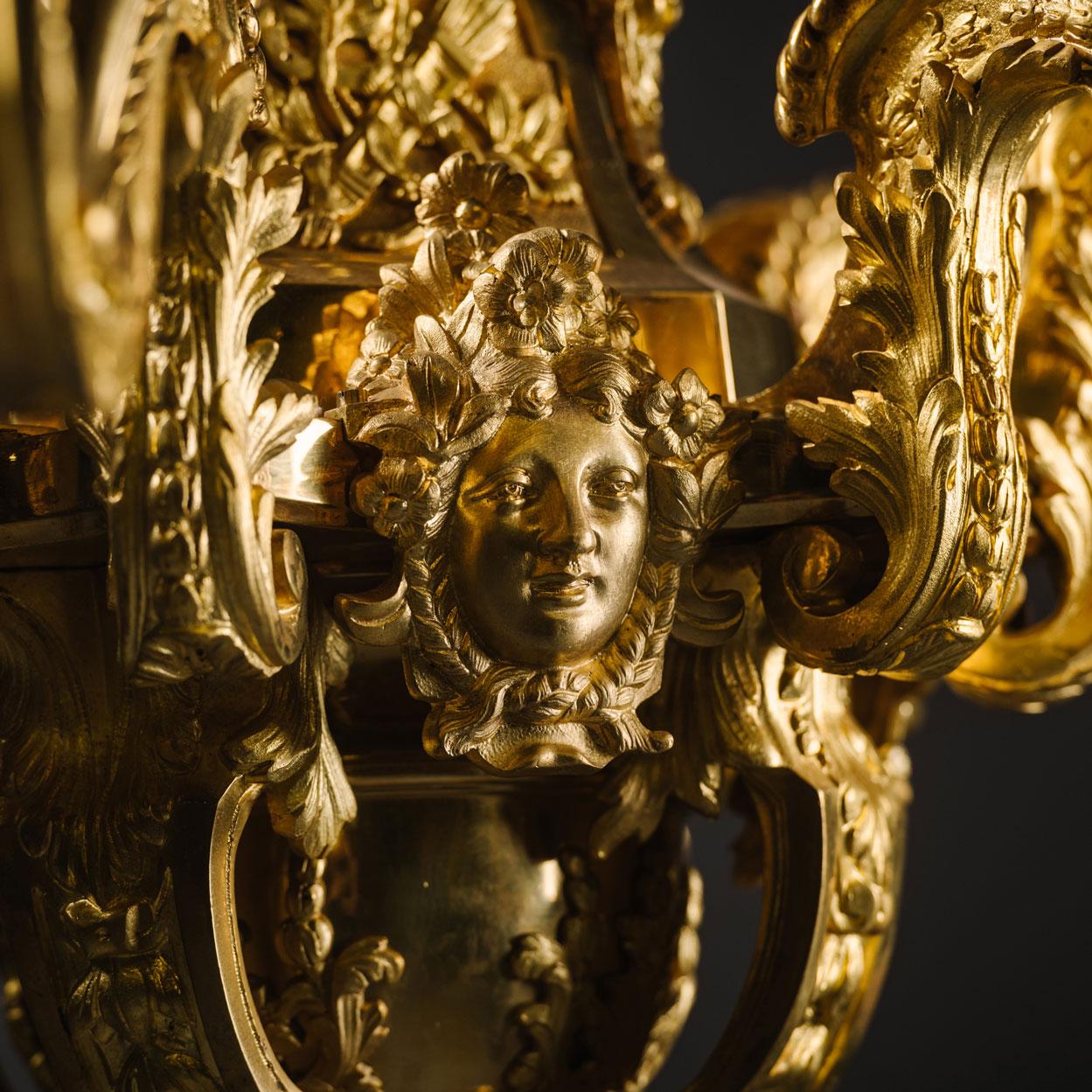 Napoleon III Eight-Light Chandelier After the Model by Boulle In Good Condition For Sale In Brighton, West Sussex