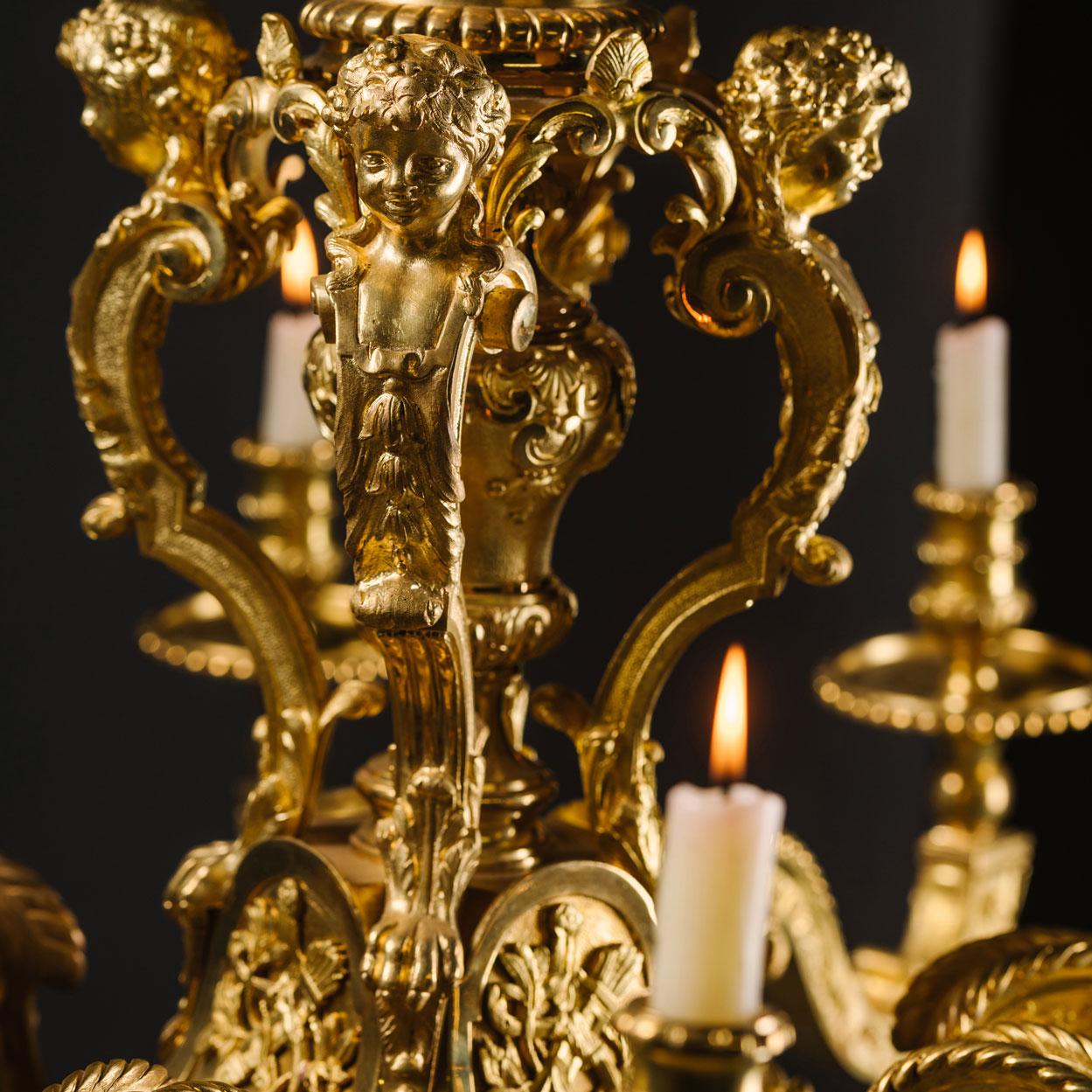 19th Century Napoleon III Eight-Light Chandelier After the Model by Boulle For Sale