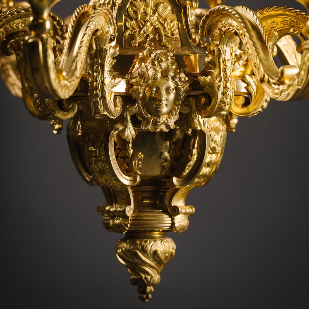 Bronze Napoleon III Eight-Light Chandelier After the Model by Boulle For Sale