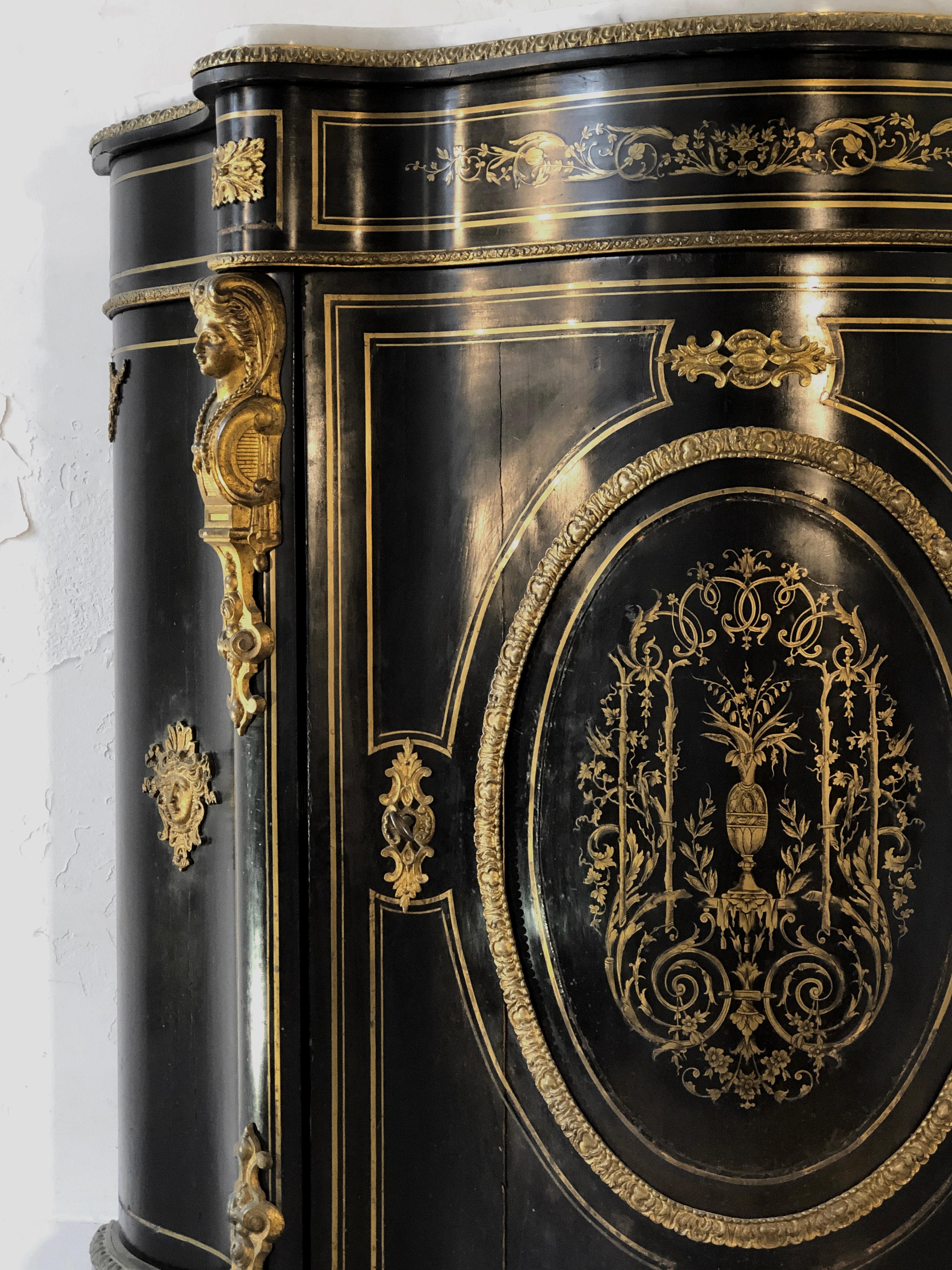 Napoléon III CONSOLE NAPOLEON III EMPIRE SIDEBOARD CABINET de style BOULLE, France 1860 en vente