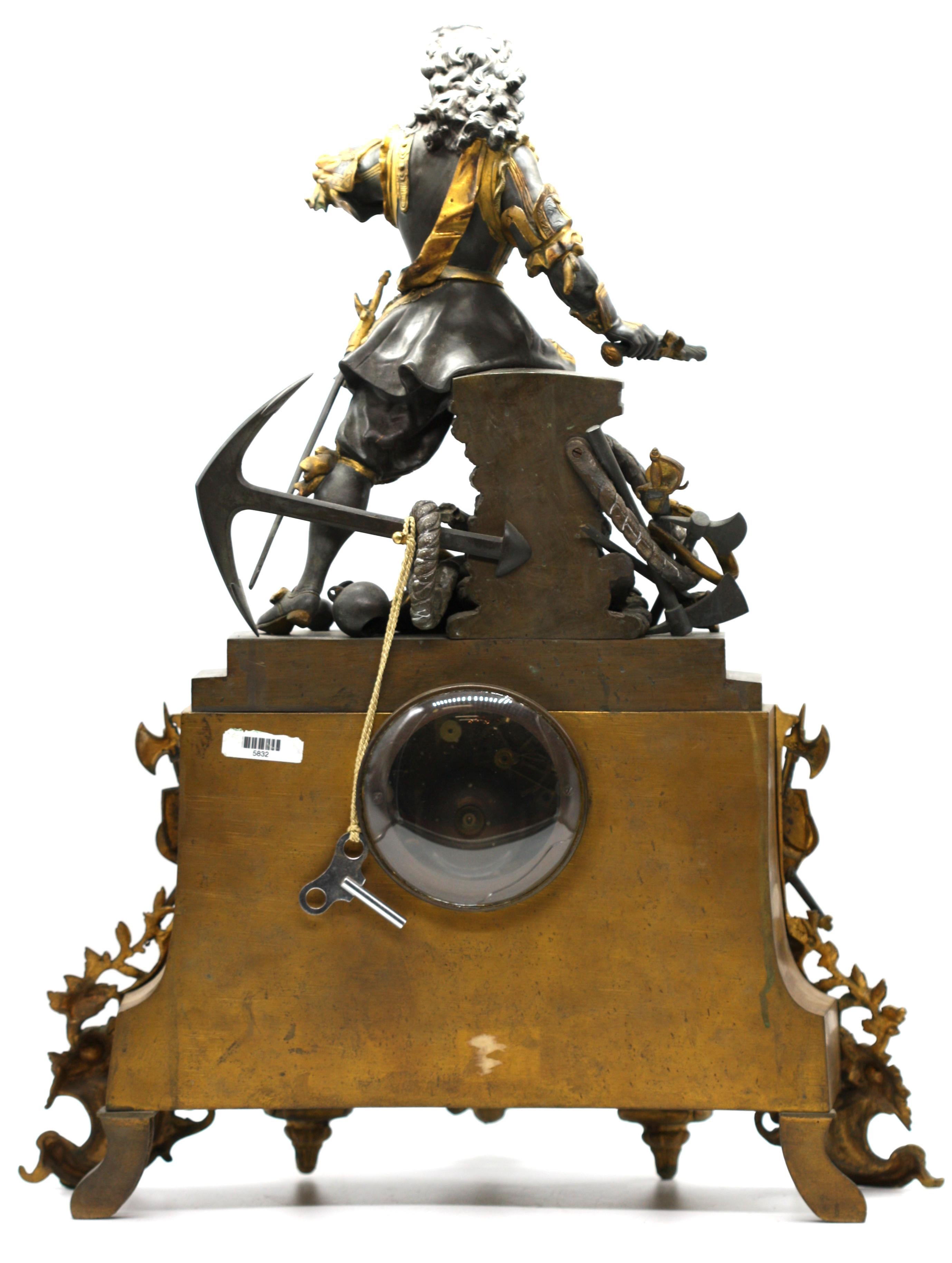 Napoleon III Gilt and Patinated Bronze Figural Mantel Clock, Late 19th Century 12