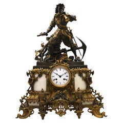 Napoleon III Gilt and Patinated Bronze Figural Mantel Clock, Late 19th Century
