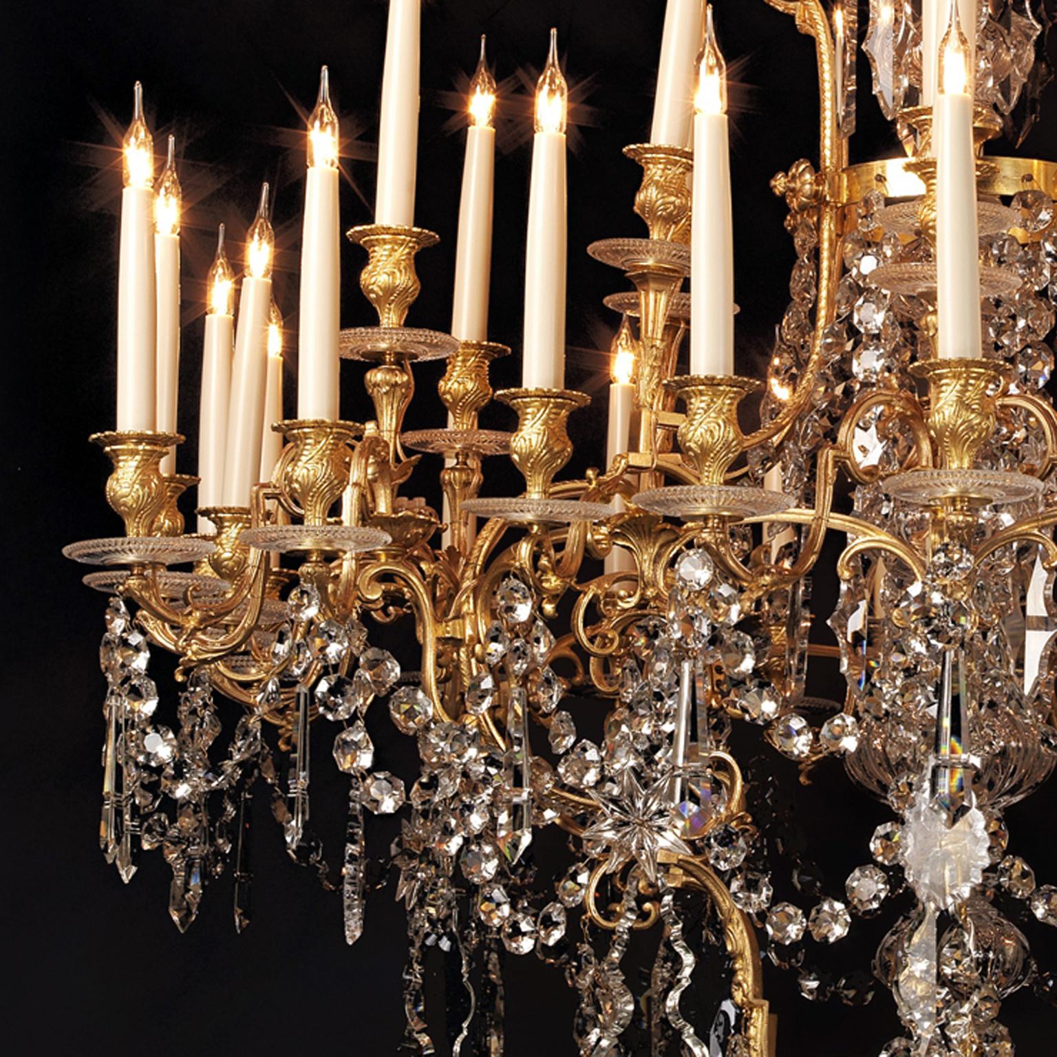 French Napoléon III Gilt Bronze and Cut-Glass Thirty-Six Light Chandelier, circa 1870 For Sale