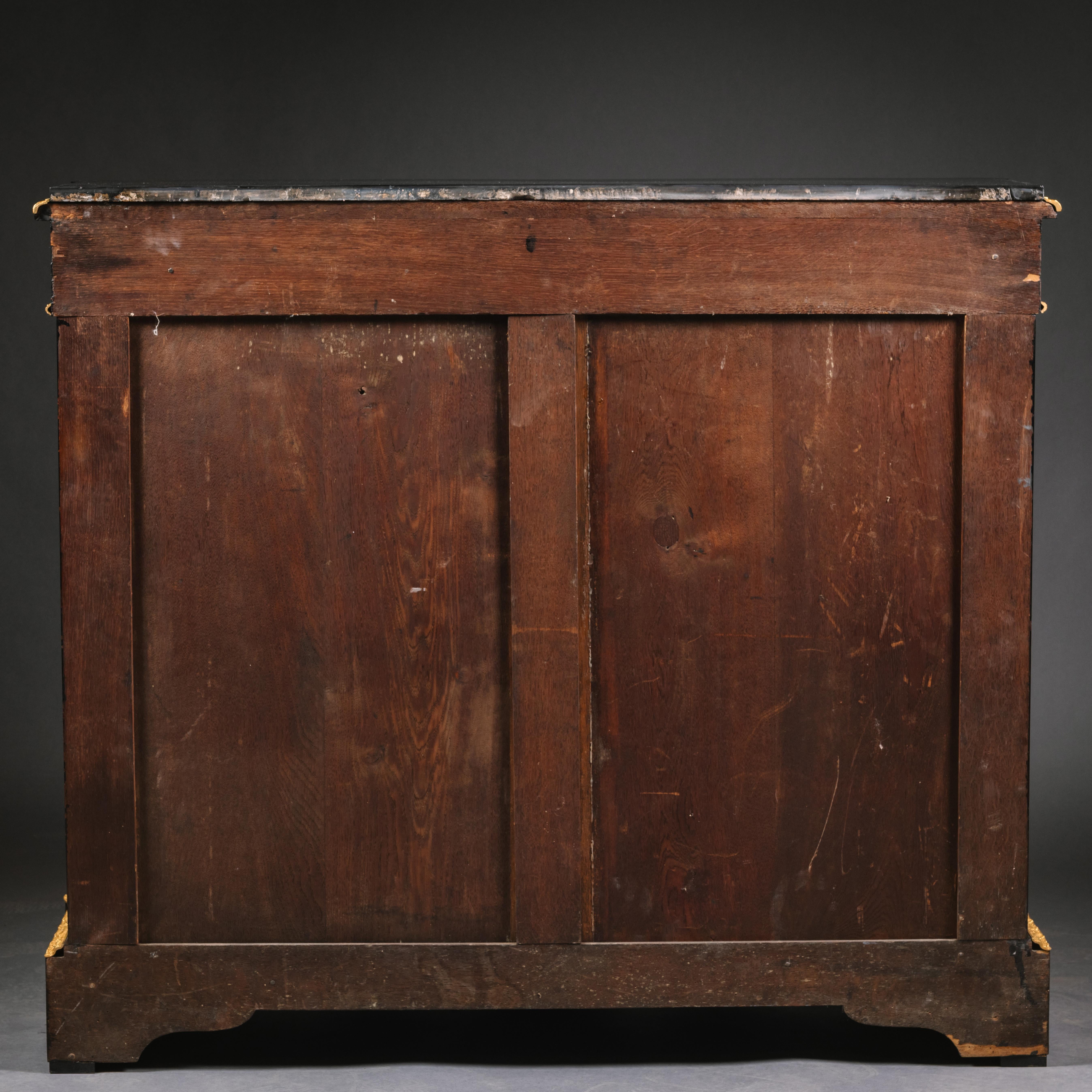 Napoleon III Gilt-Bronze and Hardstone Inset Ebonised Pier Cabinet For Sale 5