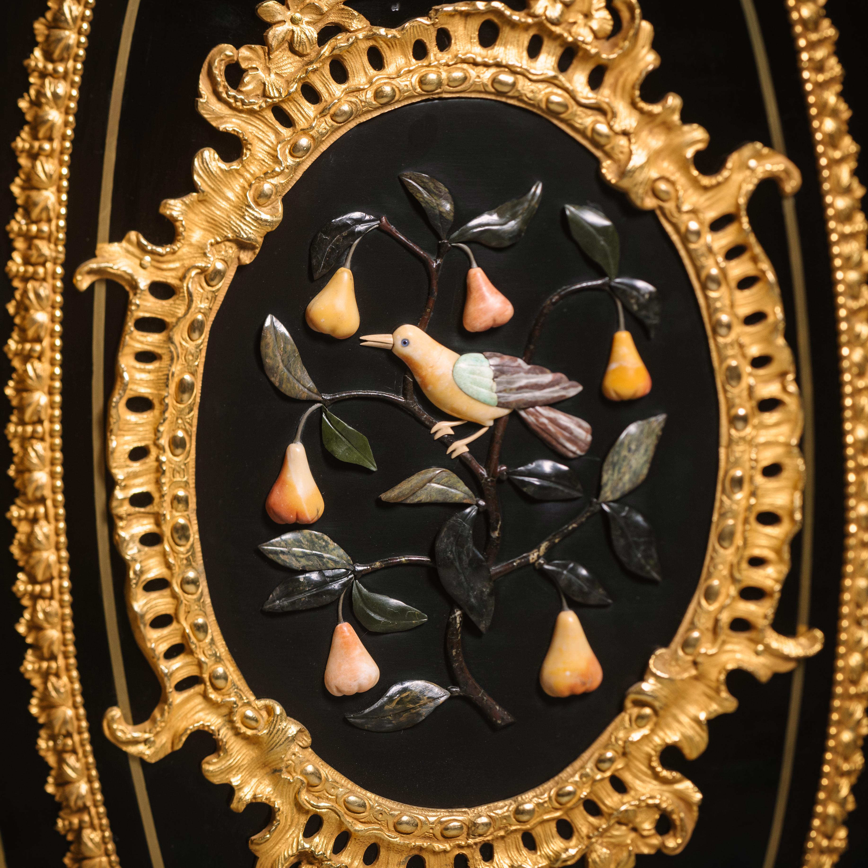 Napoleon III Gilt-Bronze and Hardstone Inset Ebonised Pier Cabinet For Sale 2