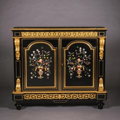 Cabinet d'appoint ébonisé monté en bronze doré et pietre dure Napoléon III