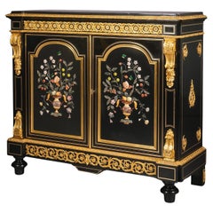 Cabinet d'appoint ébonisé monté en bronze doré et pietre dure Napoléon III