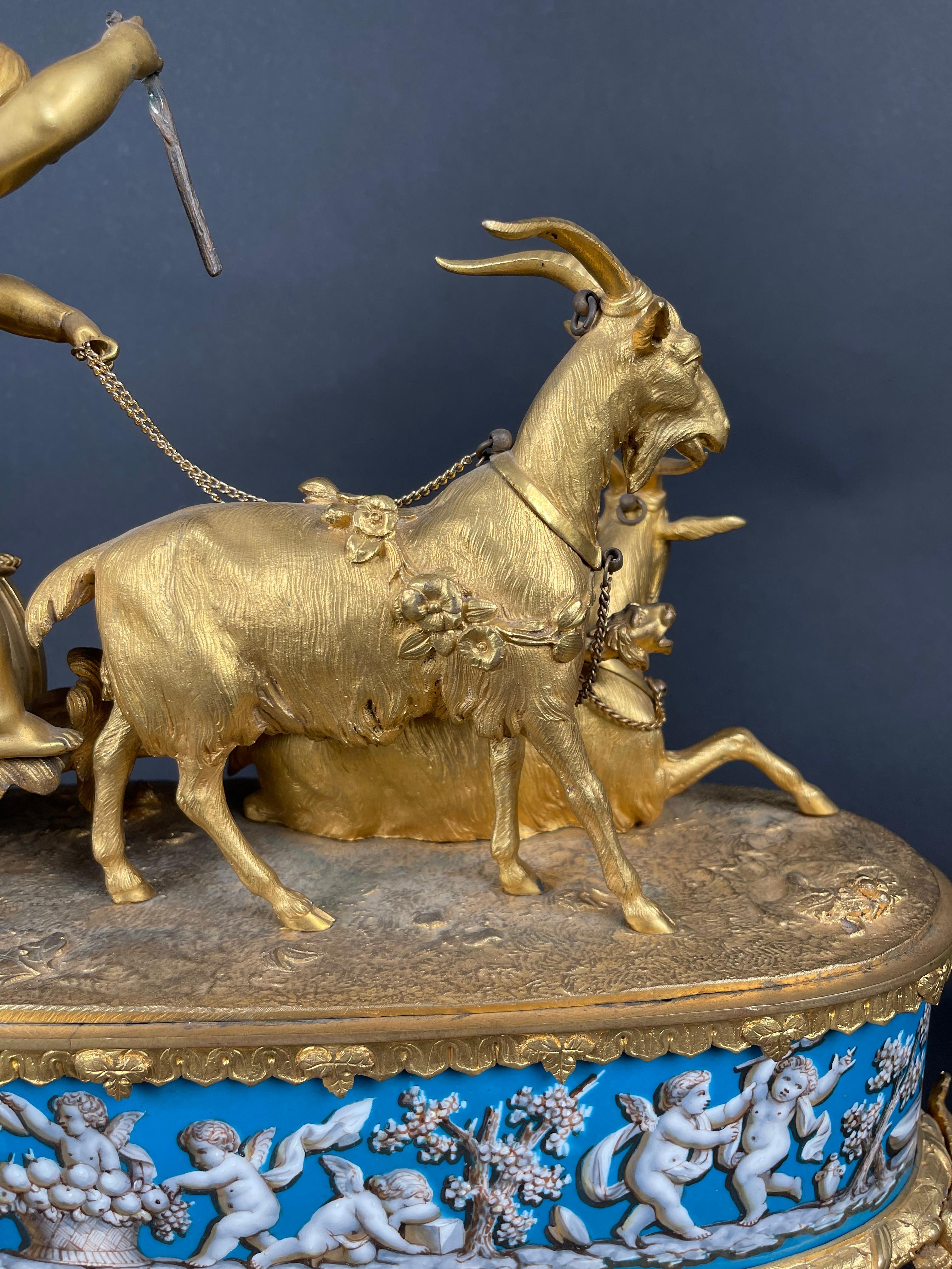 A Napoleon III gilt-bronze and porcelain clock By Levy Freres, France, 19th C. For Sale 4