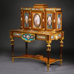 A Napoléon III Gilt-Bronze and Sèvres Style Porcelain-Mounted Bonheur Du Jour