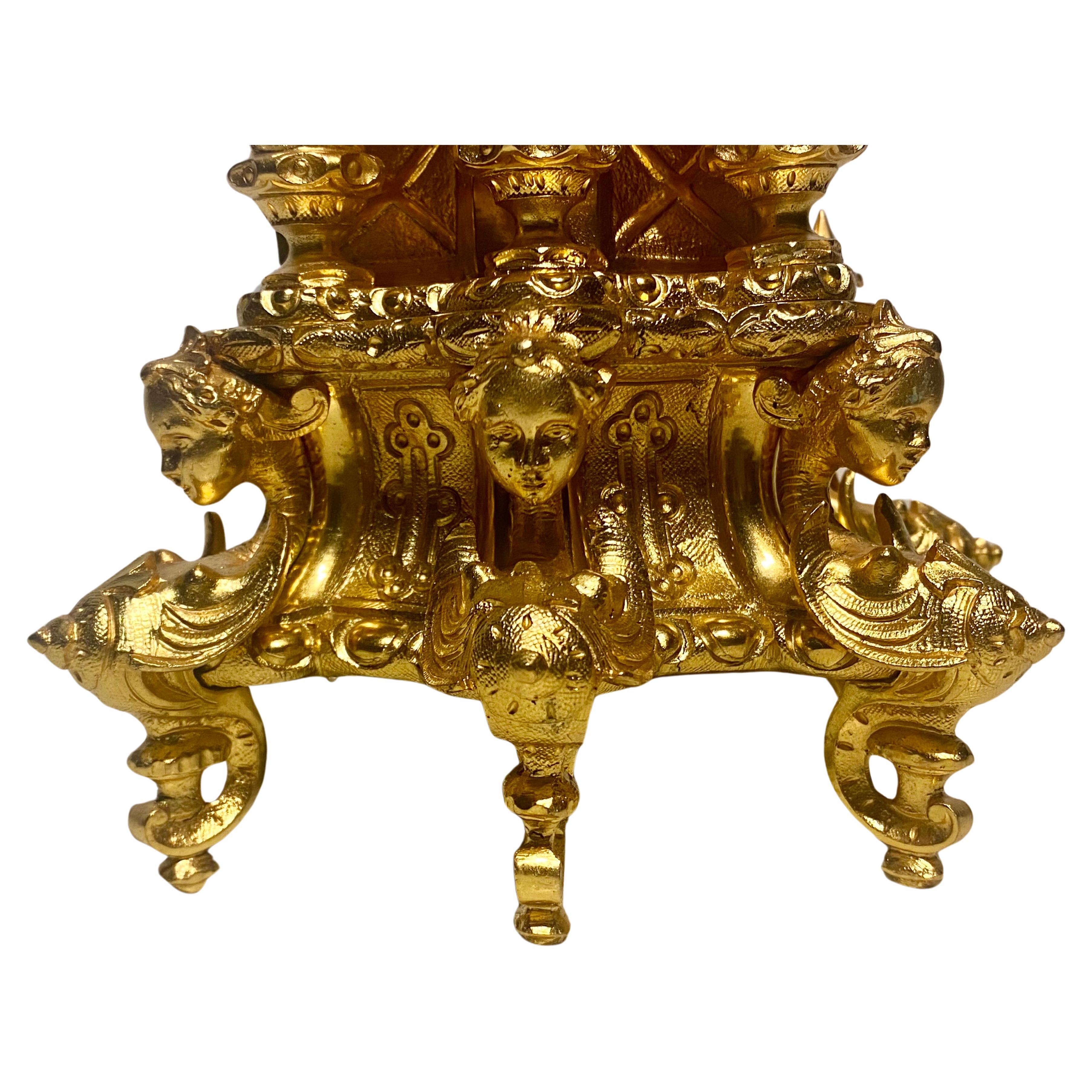 A  Napoleon iii Gilt Bronze & Enamel French Mantel Clock Circa 1870 For Sale 9