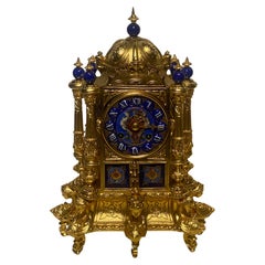 Antique A  Napoleon iii Gilt Bronze & Enamel French Mantel Clock Circa 1870