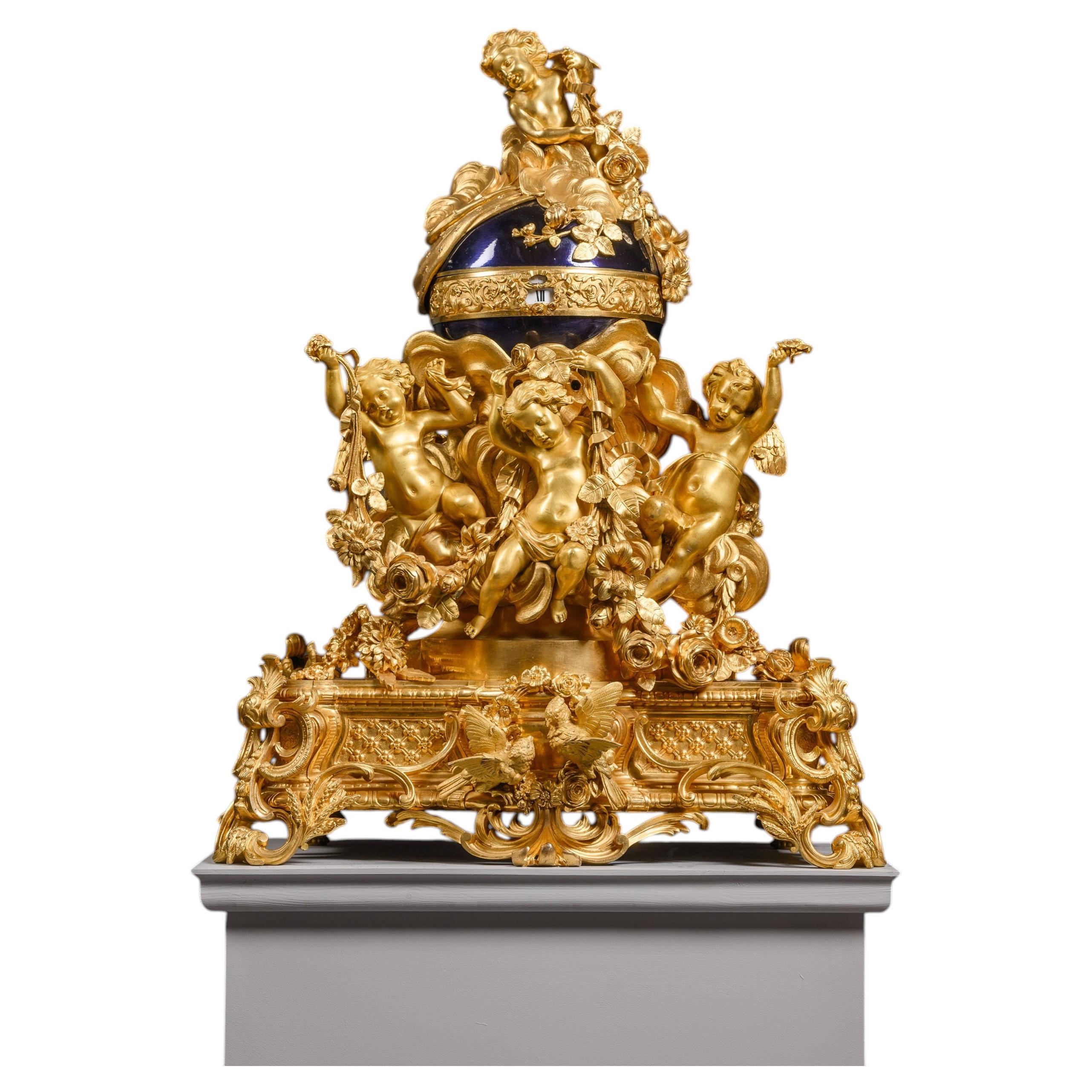 A Napoleon III Gilt-Bronze Mantel Clock, By Jean-François Denière For Sale