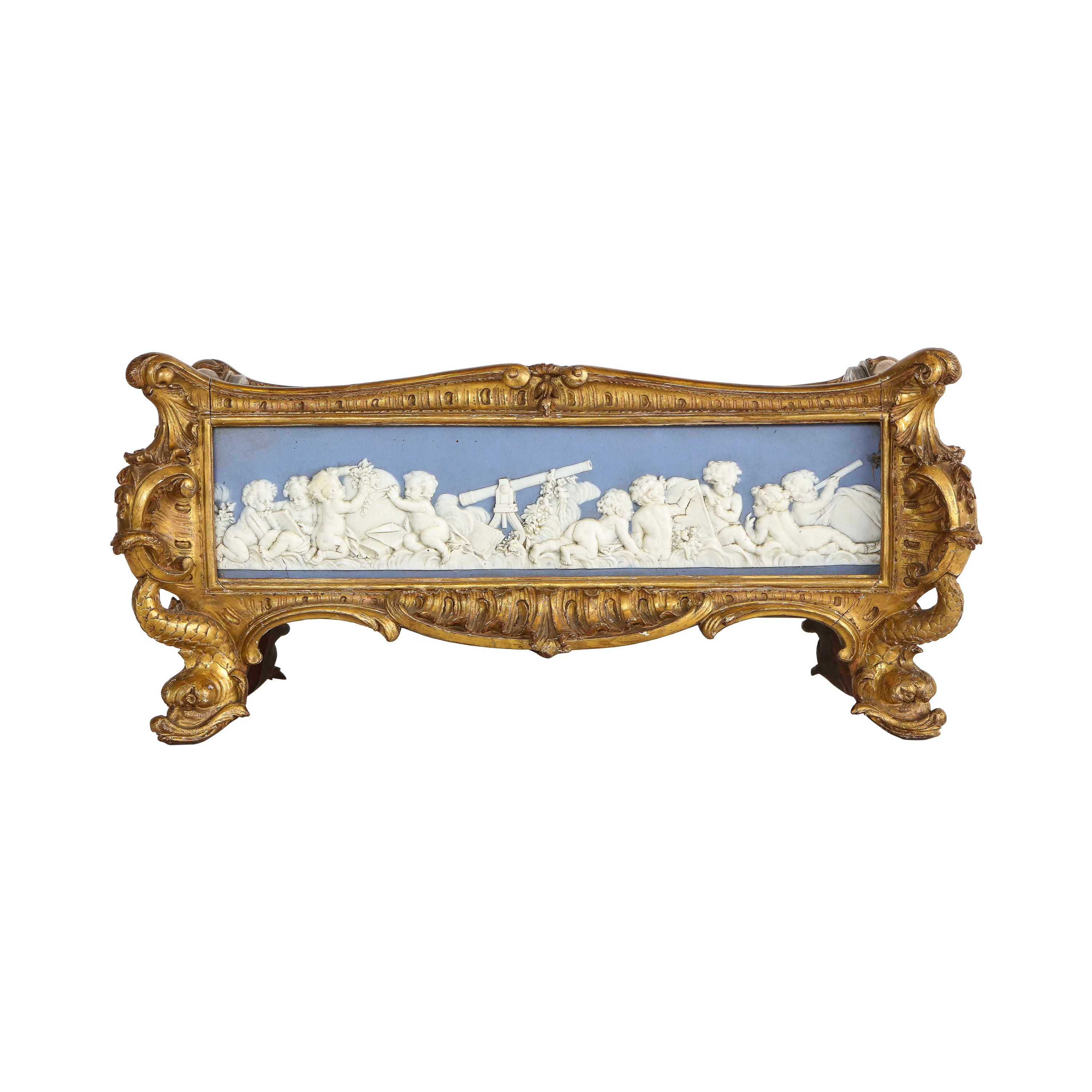 Napoleon III Giltwood and Jasperware Wedgewood Centerpiece Jardinière