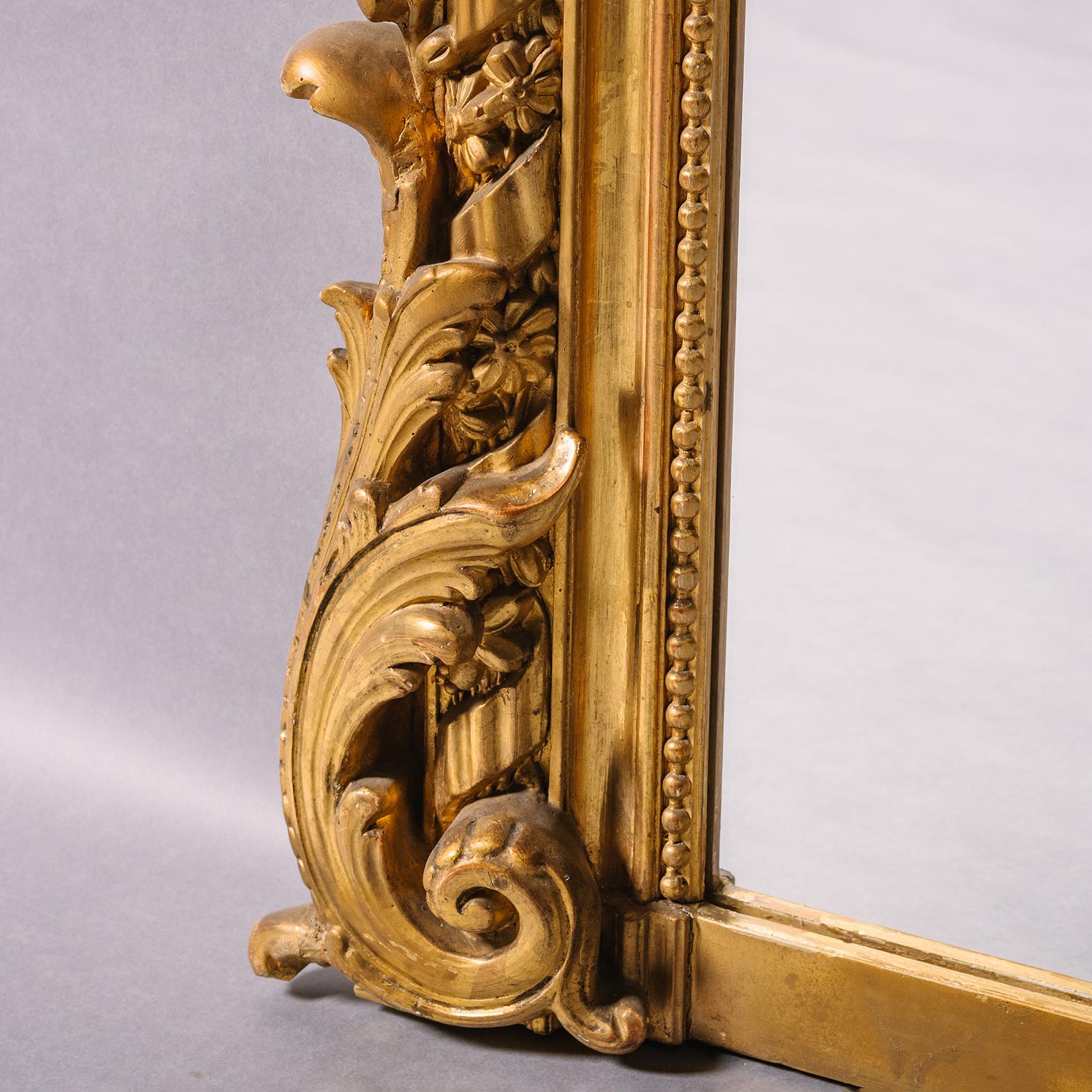 Napoleon III Giltwood Overmantel Mirror In Good Condition For Sale In Brighton, West Sussex