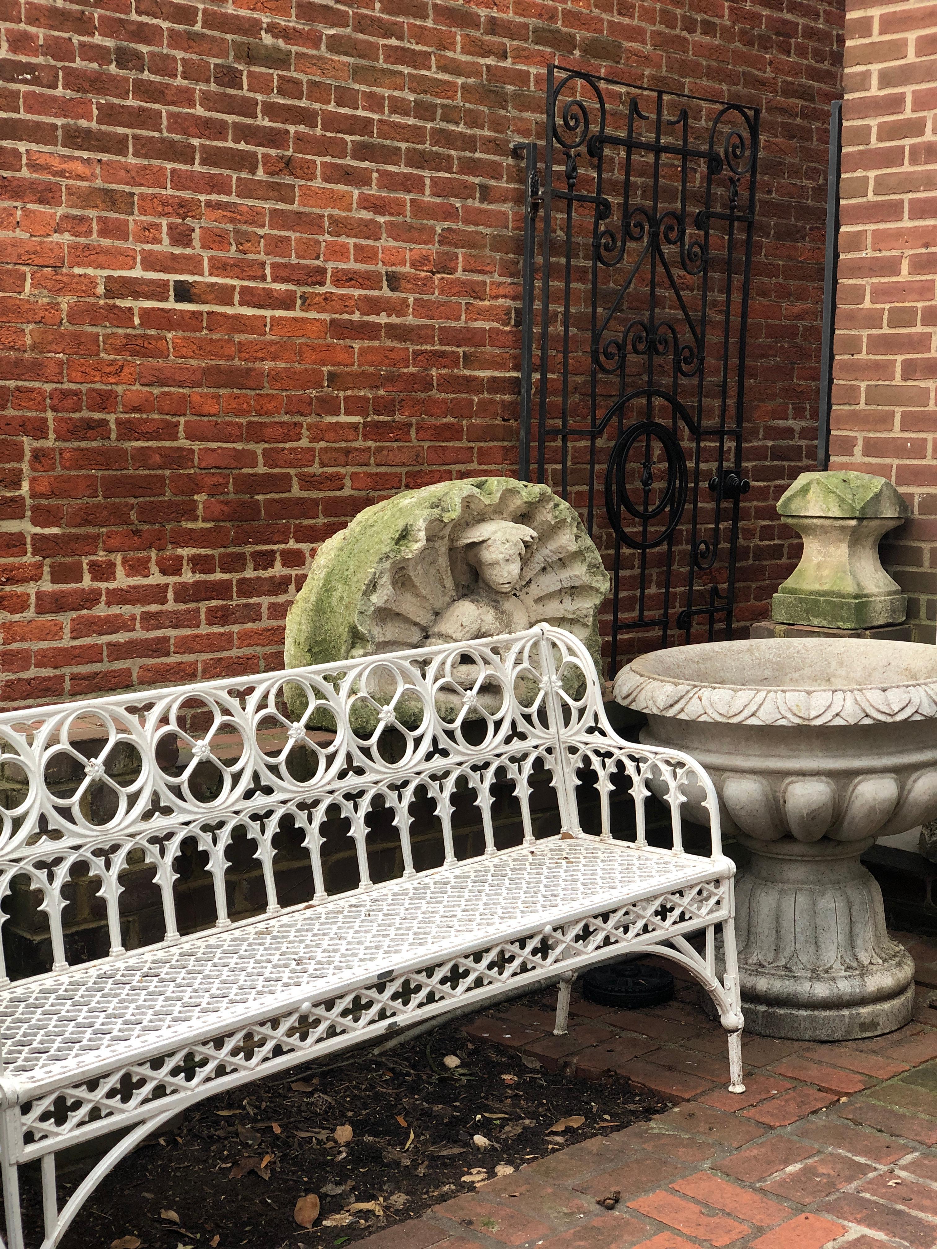 Napoleon III Gothic Cast Iron Garden Bench by Foundry Val D’osne 5