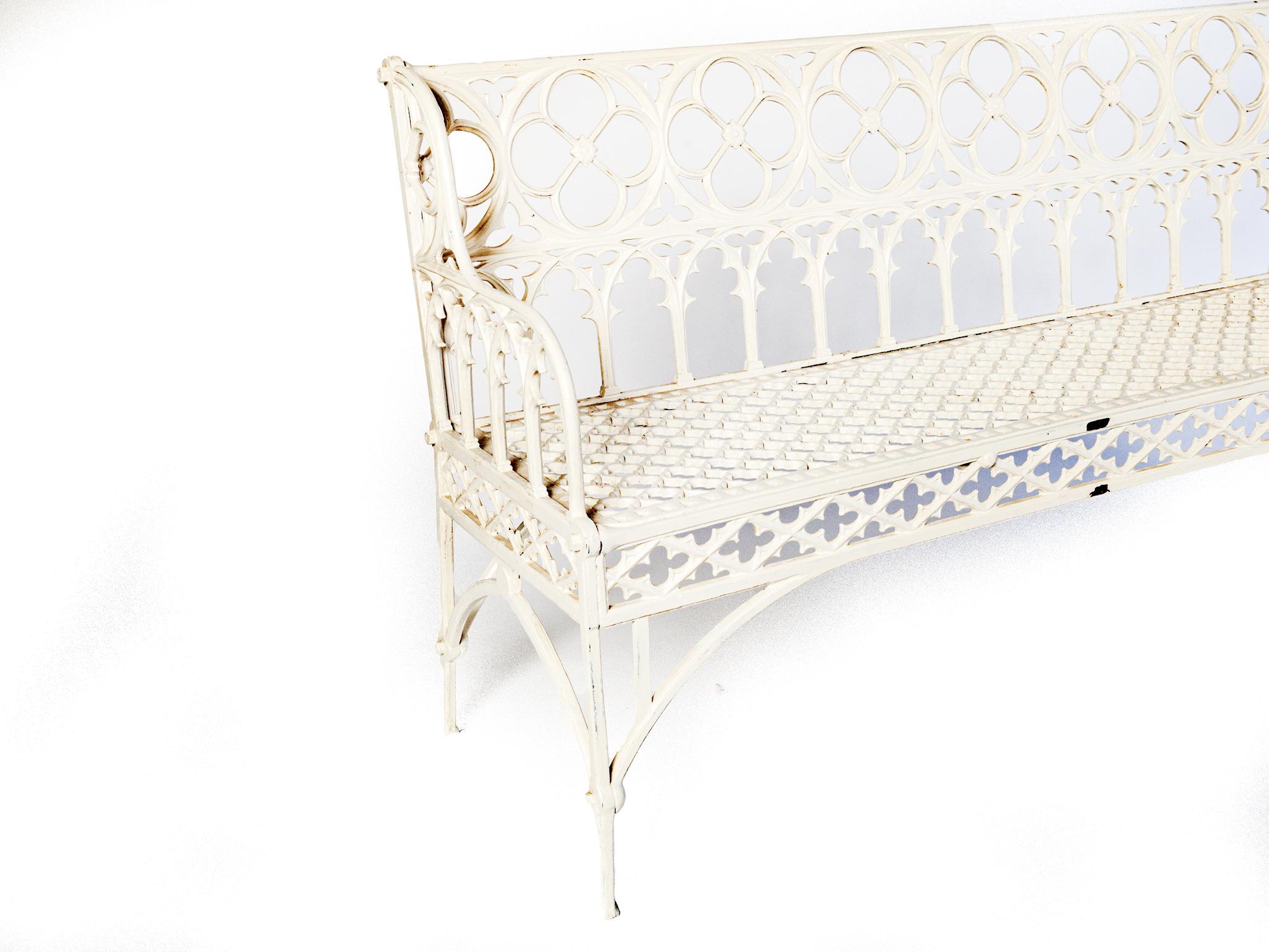 Napoleon III Gothic Cast Iron Garden Bench by Foundry Val D’osne 2