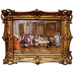 Napoléon III Hand Painted Porcelaine Plaque "Le Souper du Roi"