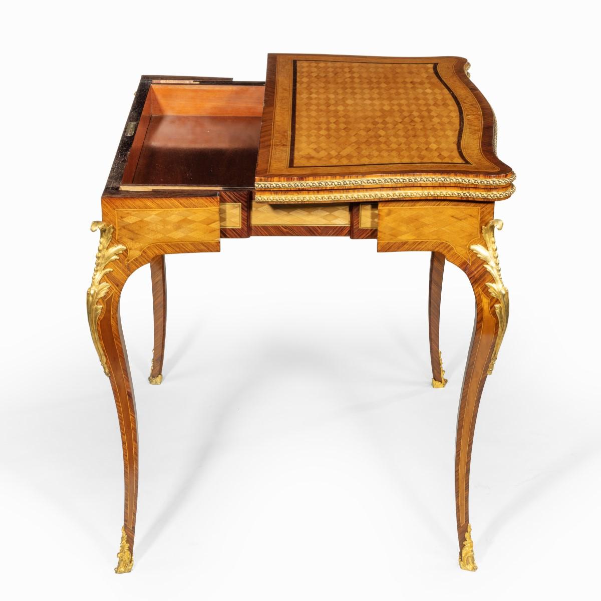 Mid-19th Century Napoleon III Parquetry Card Table by Sormani For Sale