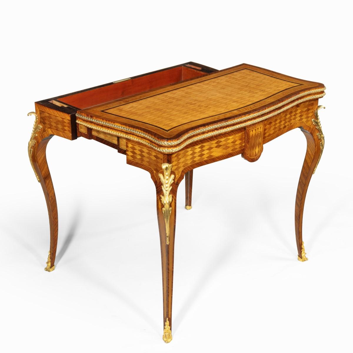 Napoleon III Parquetry Card Table by Sormani For Sale 2