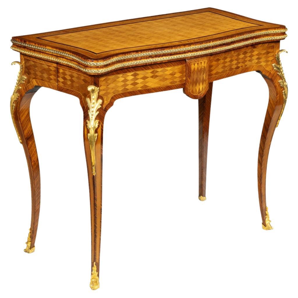 Napoleon III Parquetry Card Table by Sormani For Sale