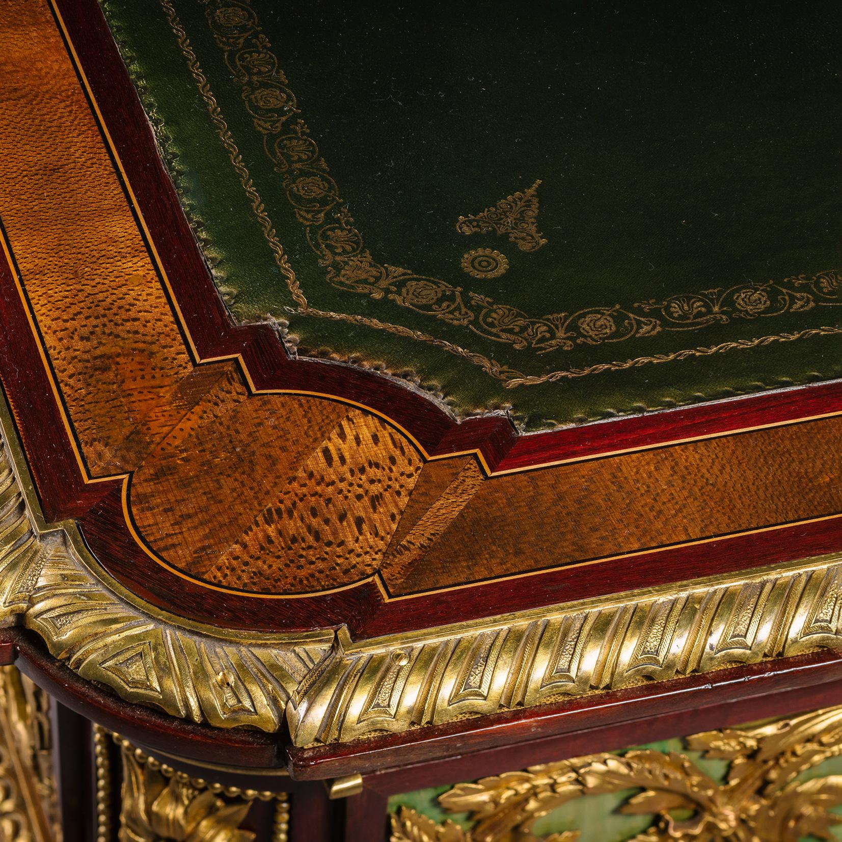 Ormolu A Napoleon III Parquetry Pedestal Desk By Guillaume Grohé For Sale