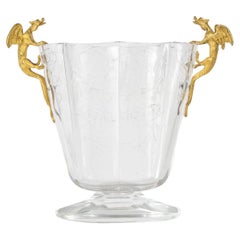 A Napoleon III Period Cut Crystal and Ormolu Vase with Bronze Dragon Decoration.