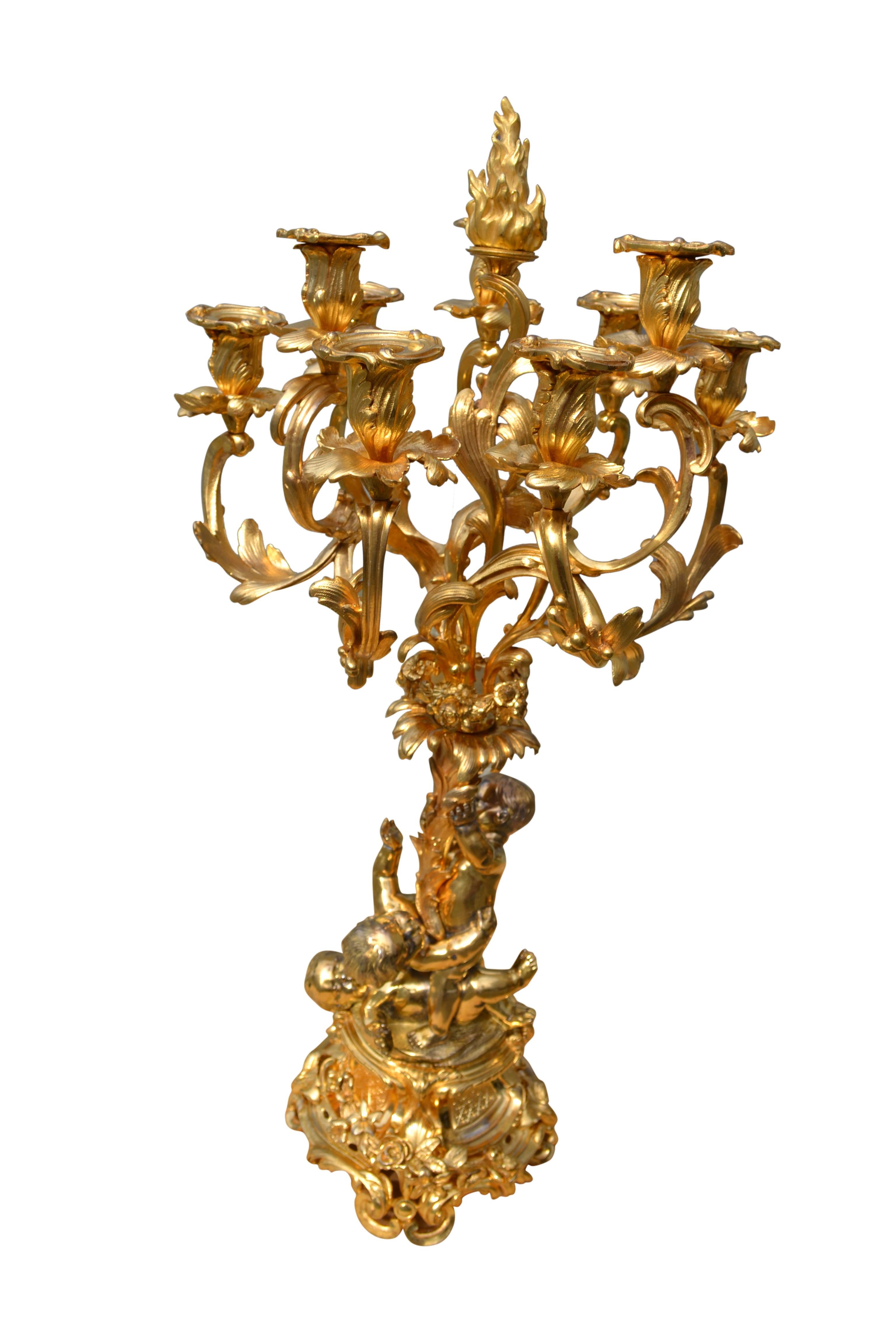 Napoleon III Period Gild Bronze Table Centre and Matching Candelabra 2